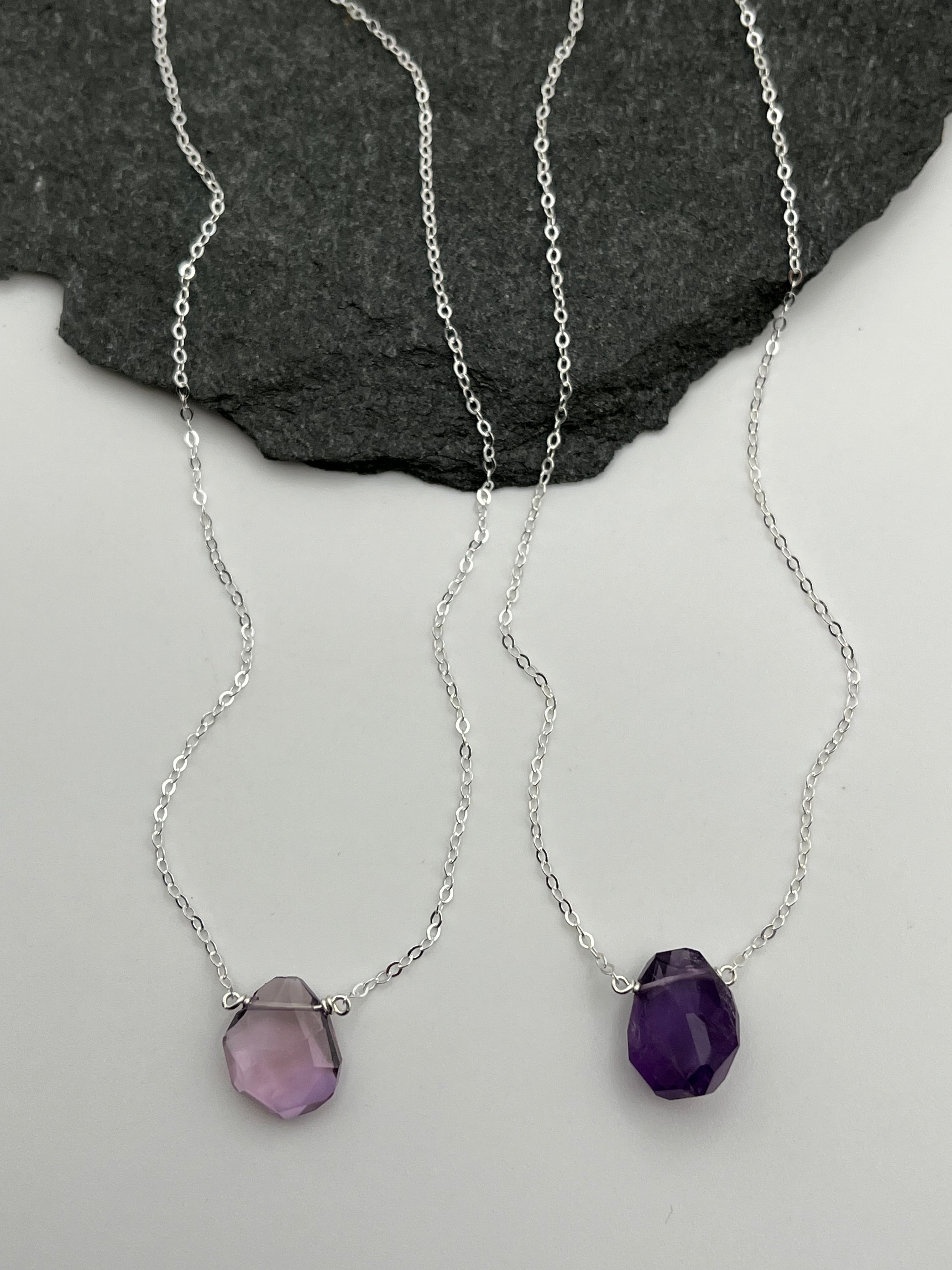 •STRAY• faceted ametrine + silver necklace (various lengths)