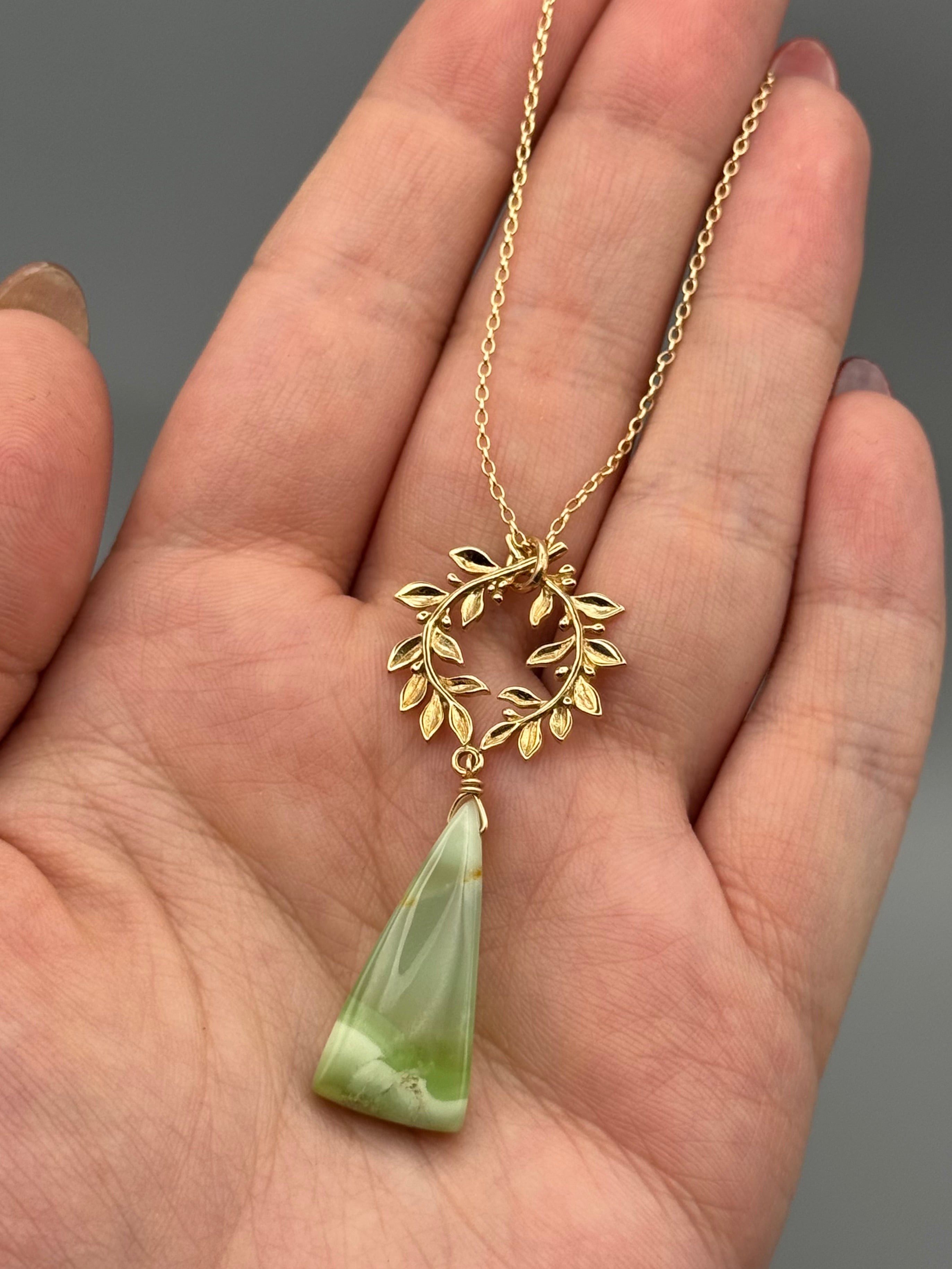 •ALCHEMY• chrysoprase + gold necklace (18"-20" long)