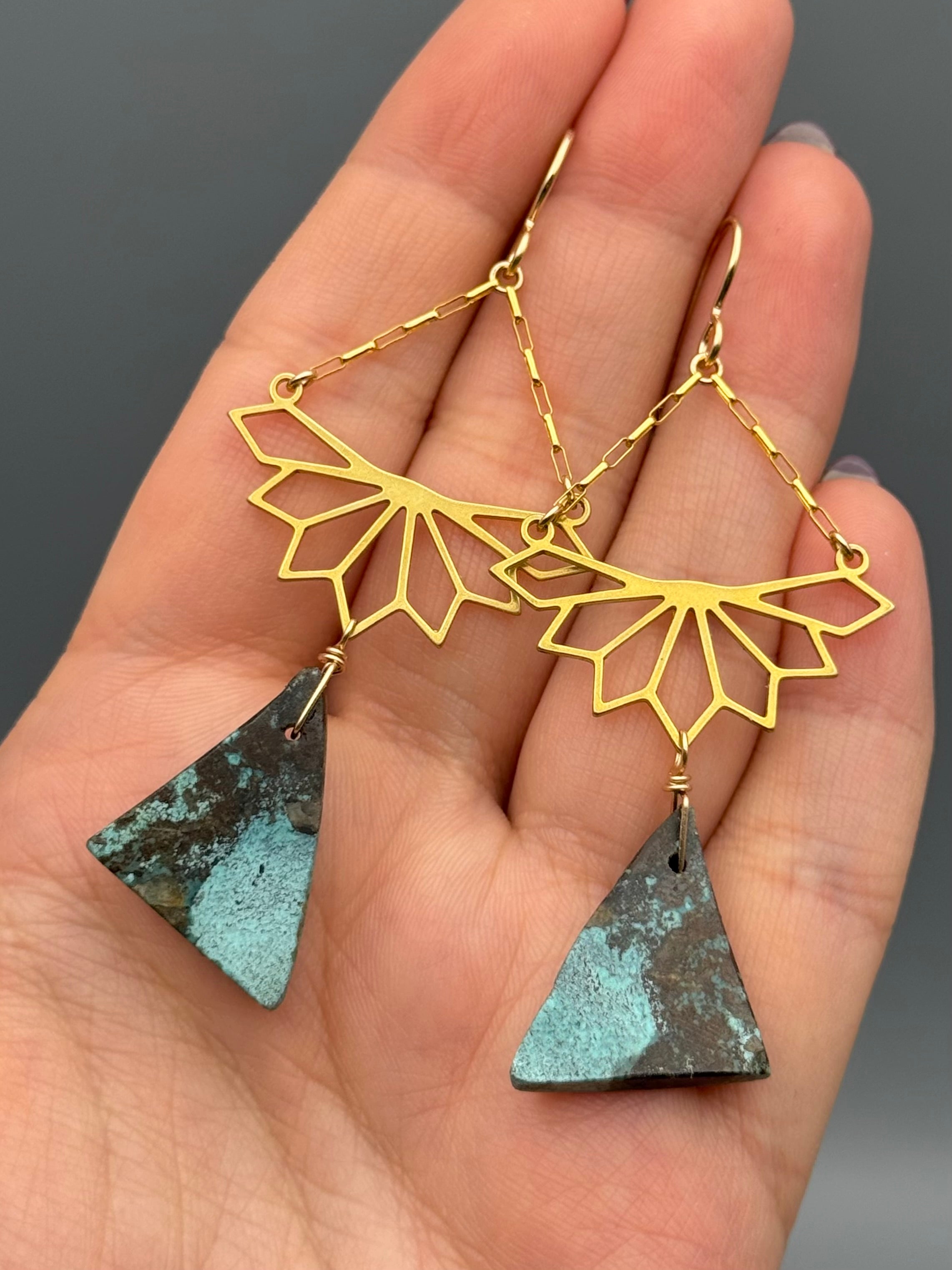 •RISE ABOVE• turquoise slab + gold earrings