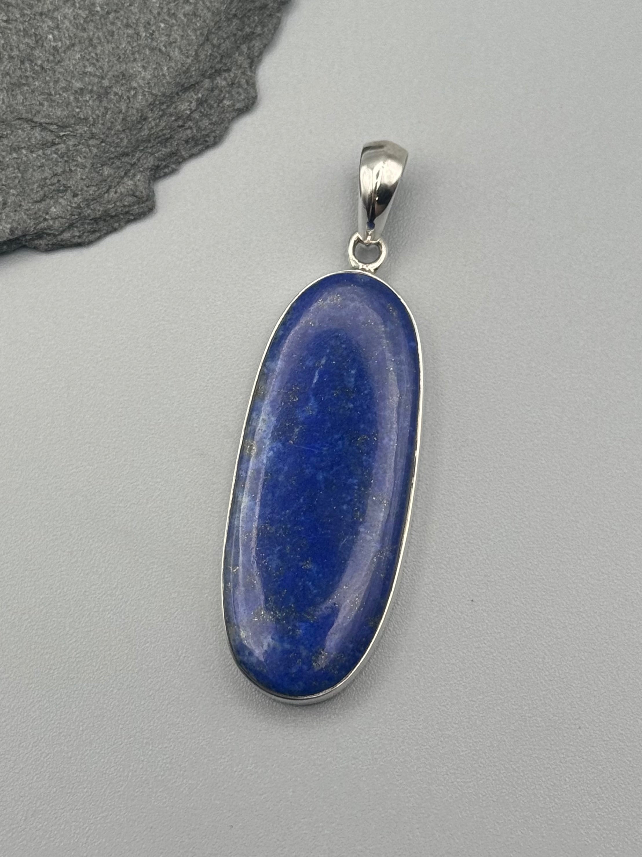•LAPIS LAZULI - ELONGATED OVAL• sterling silver pendant