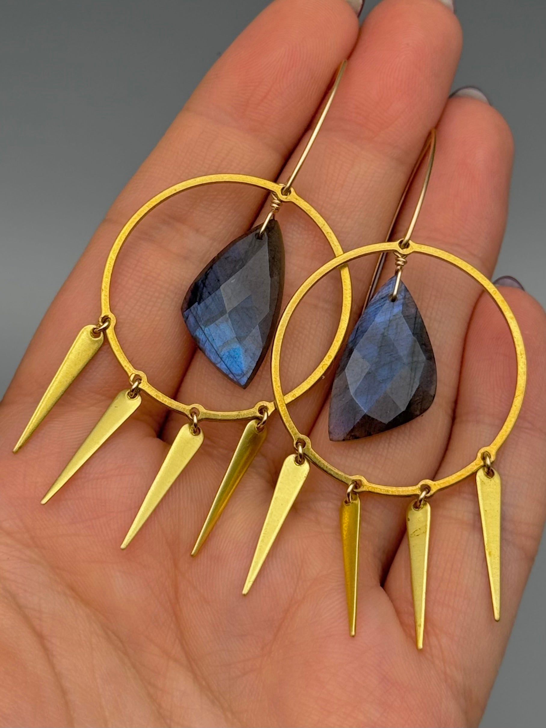•HOOP DANCE• labradorite wing + gold earrings