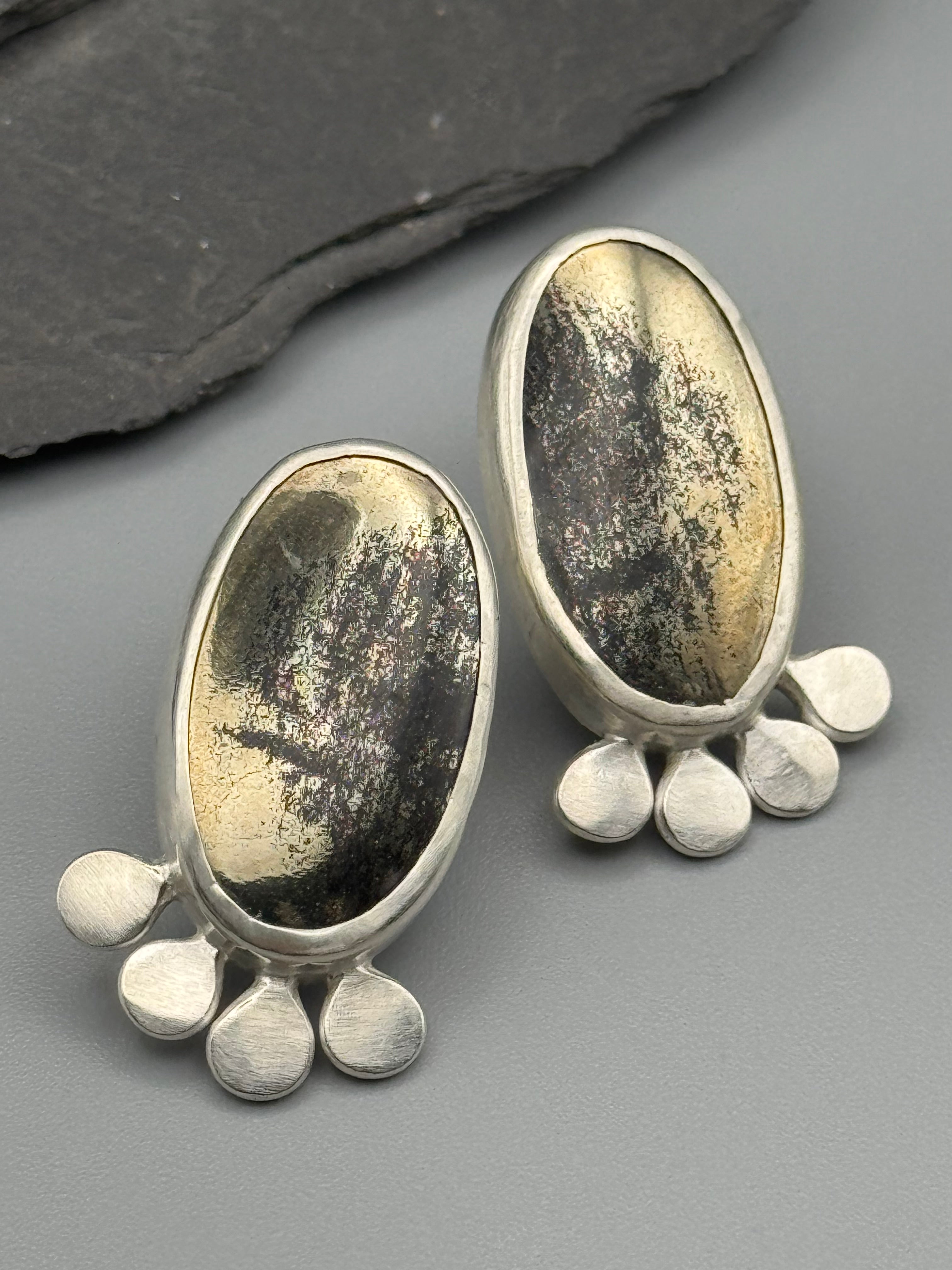•POLLINATOR• hematite + silver post earrings