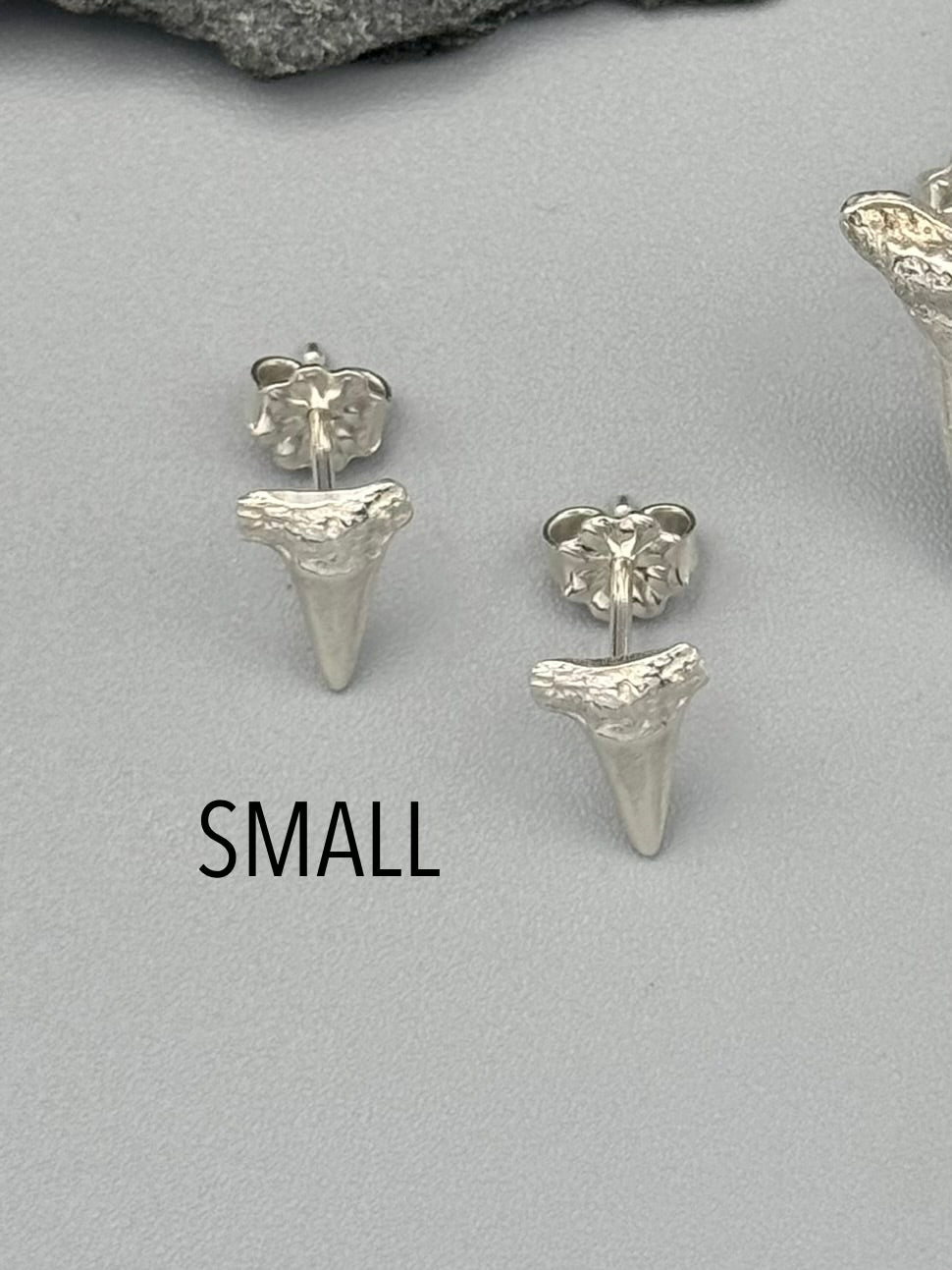 •SHARK TOOTH• silver stud earrings (various sizes)