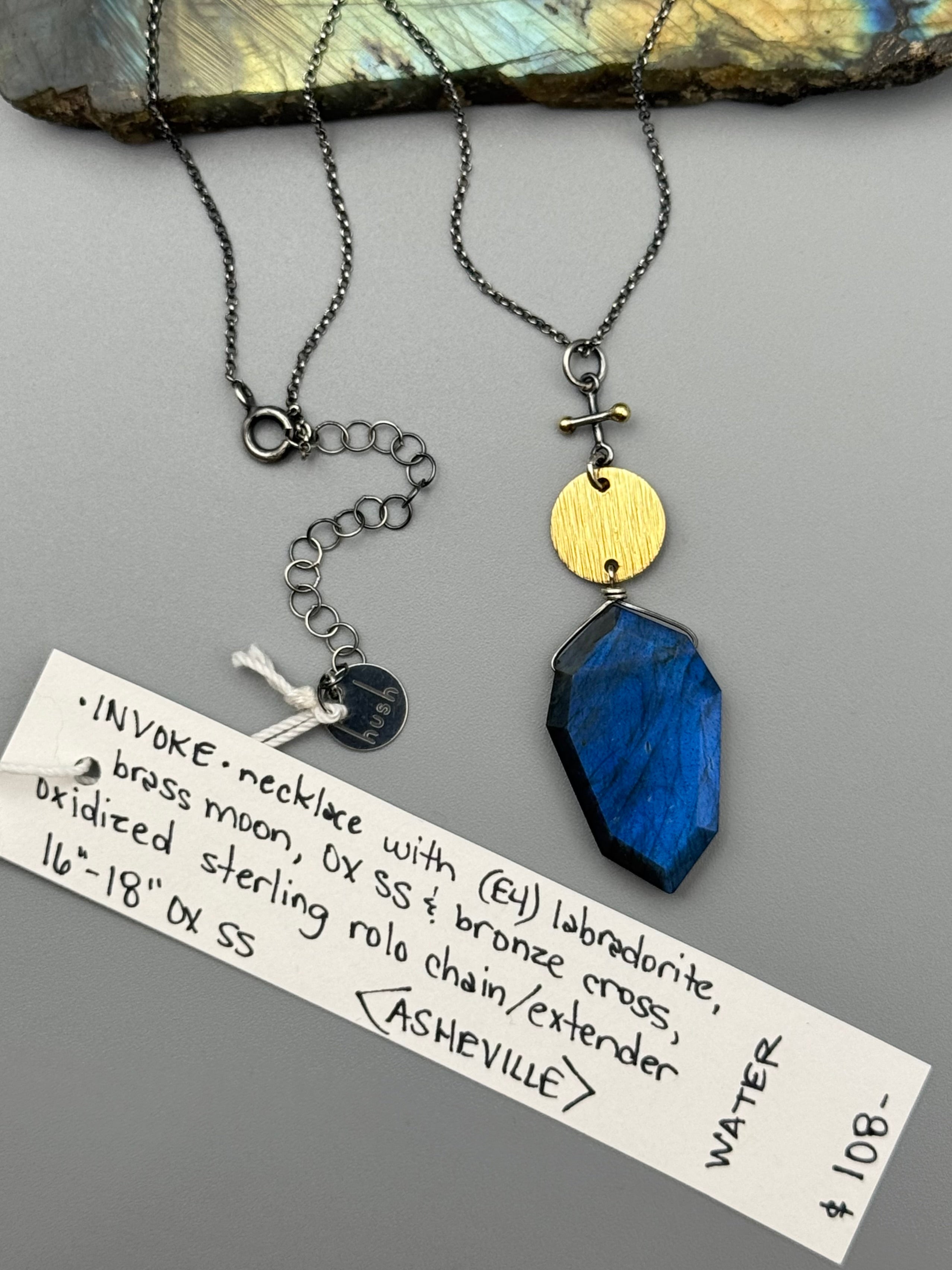 •INVOKE• labradorite + mixed metal necklace (16"-18" long)