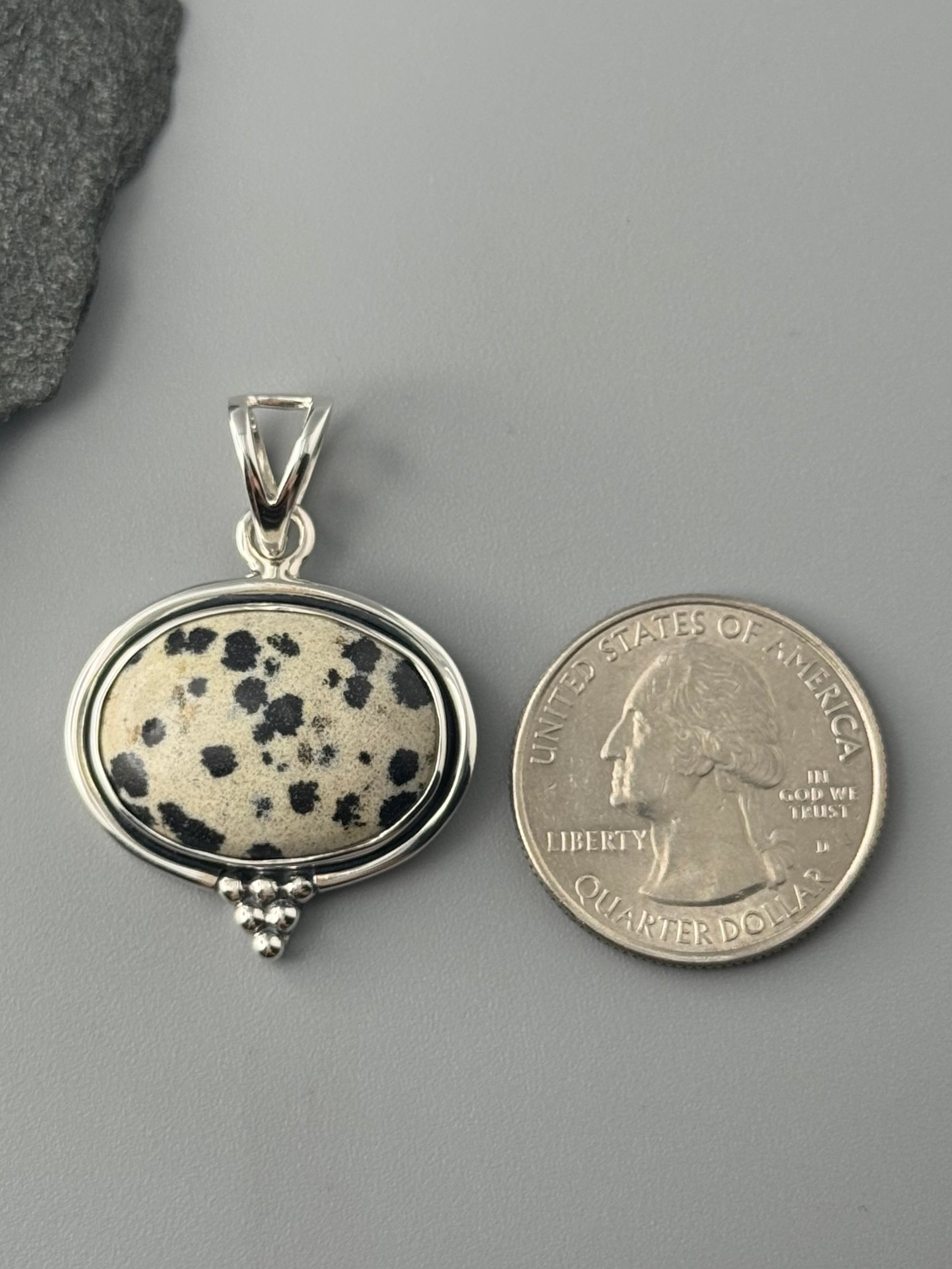•DALMATIAN JASPER - OVAL• sterling silver pendant