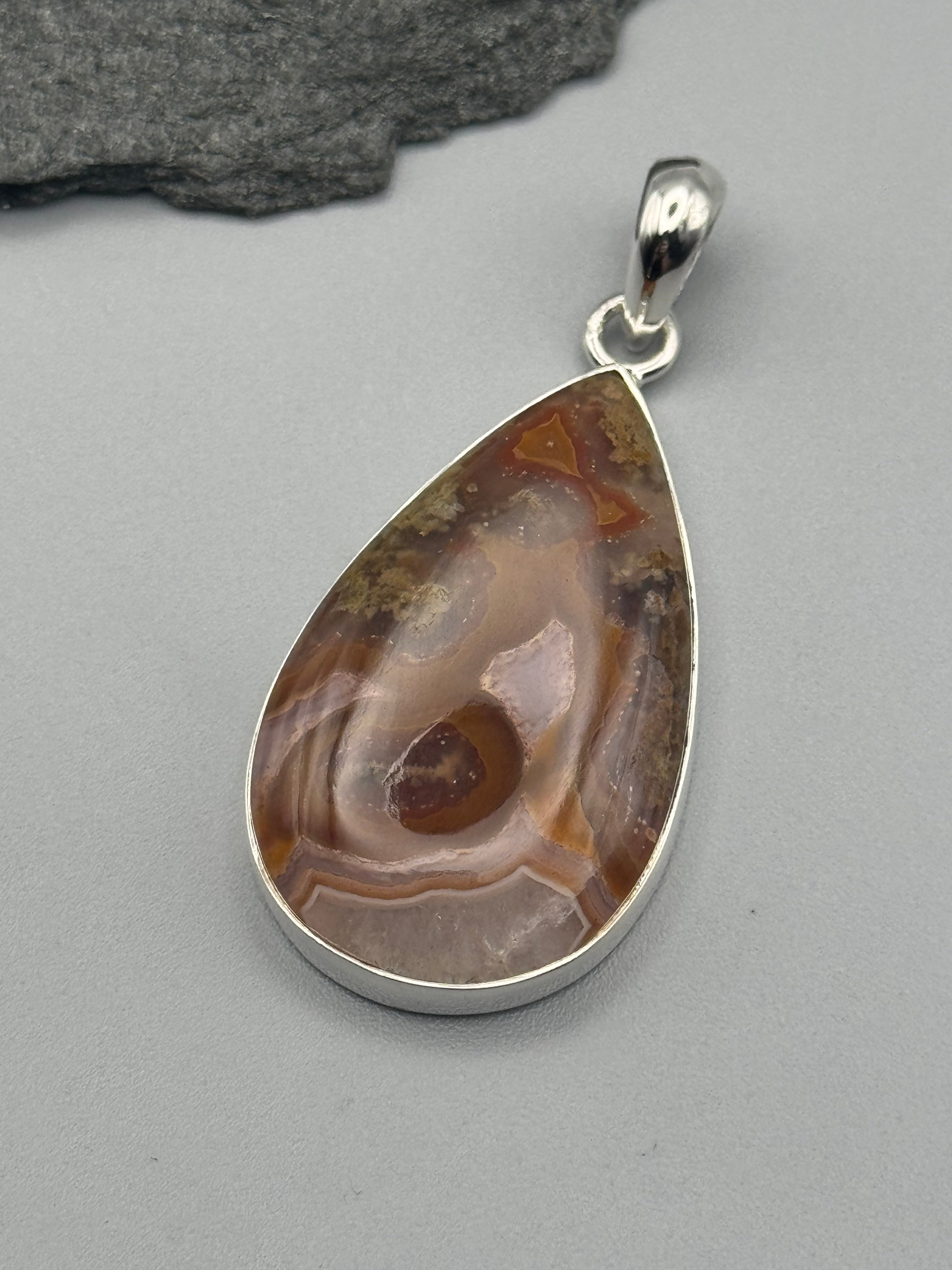 •AGUA NUEVA AGATE - TEAR• sterling silver pendant