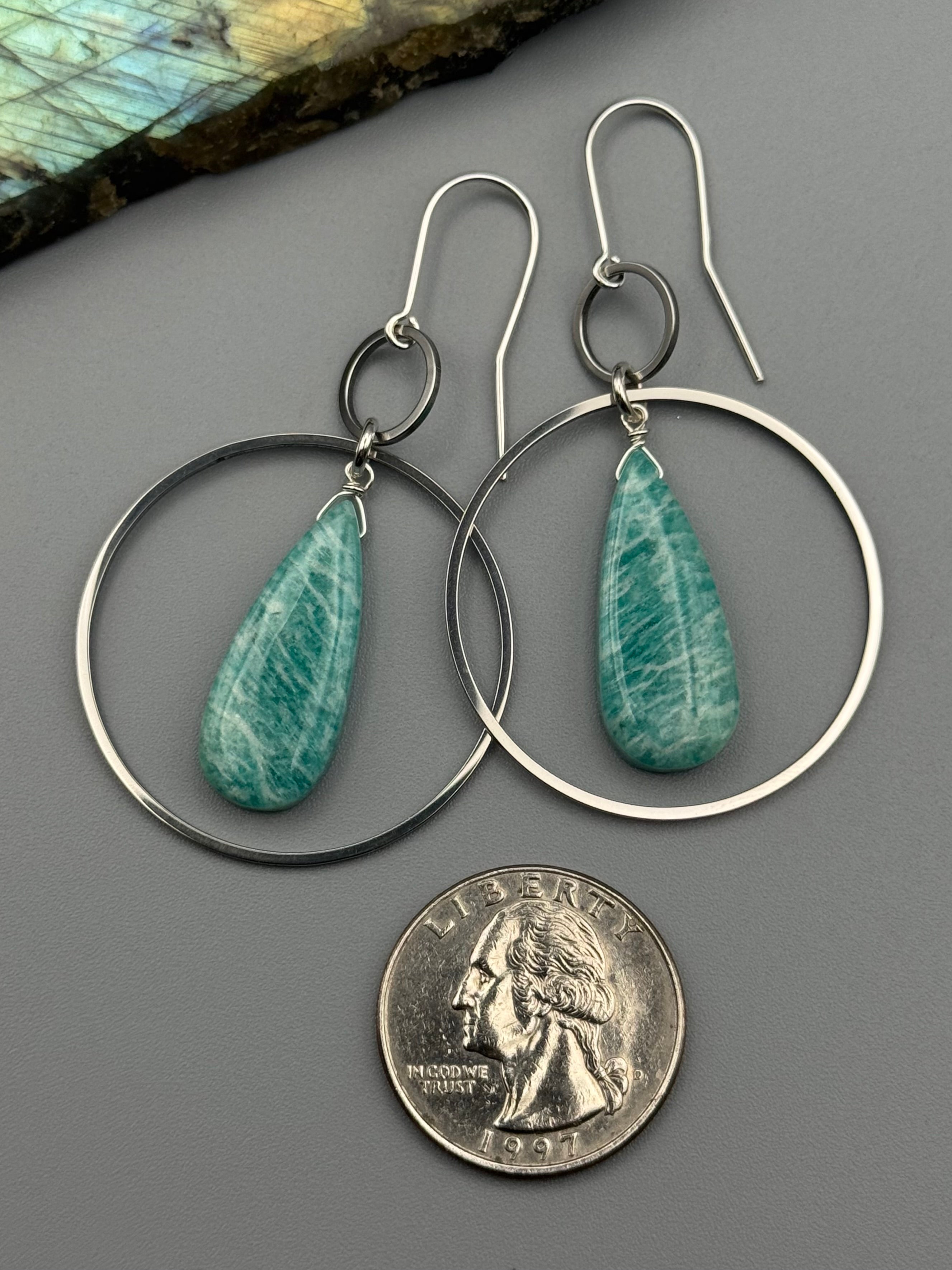 •EQUA-LUNA• amazonite tear + silver earrings