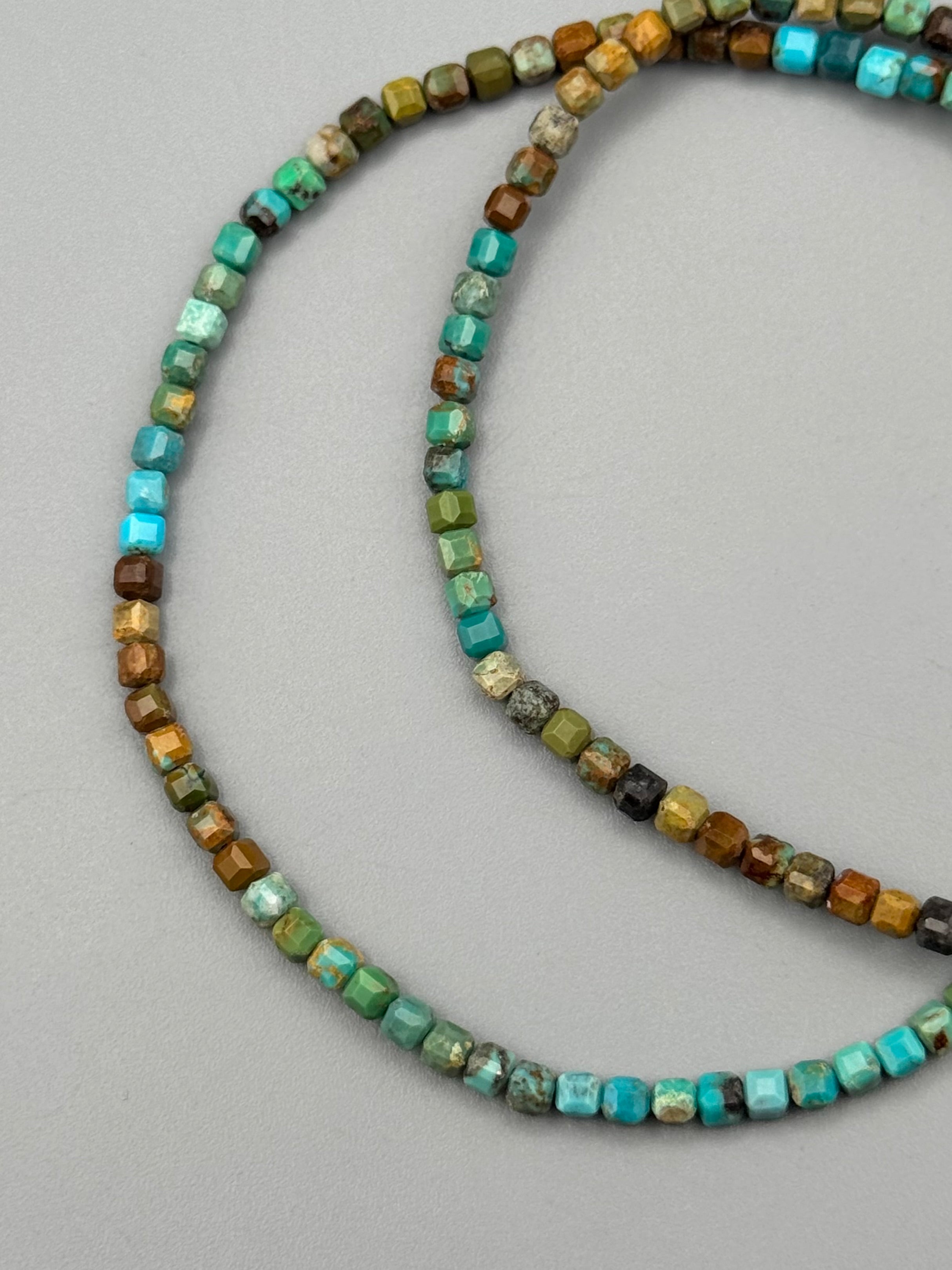 •TURQUOISE - STRAND• silver beaded necklace (16.5" - 17.5" long)