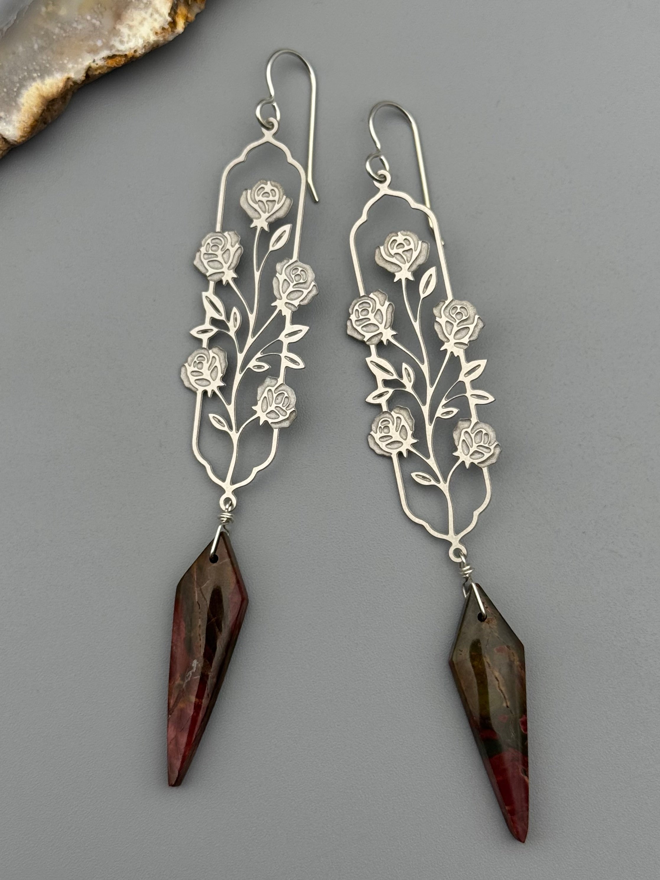 •DON JUAN• red creek jasper + silver earrings