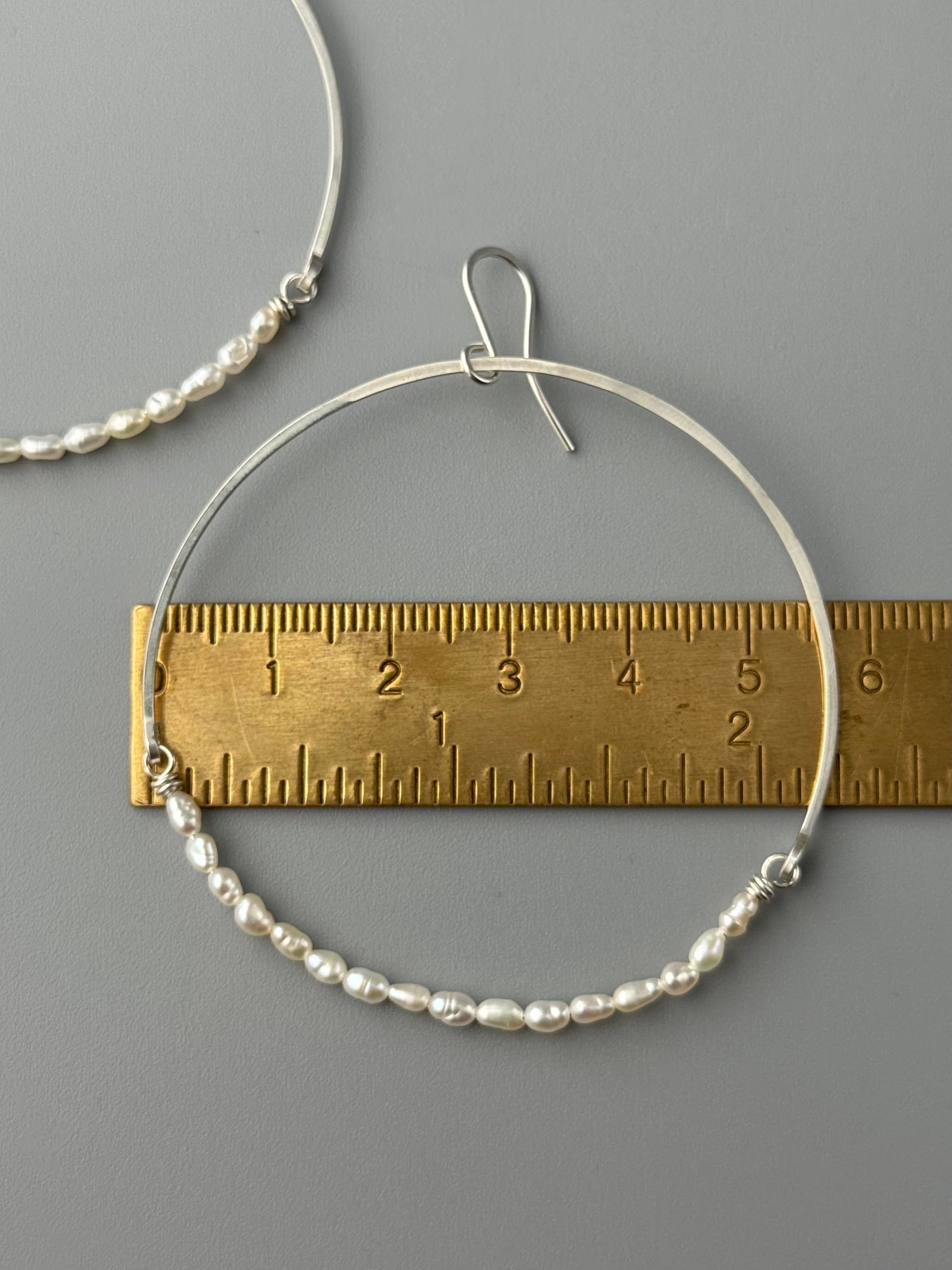 •HOOP DANGLE• pearl + silver earrings