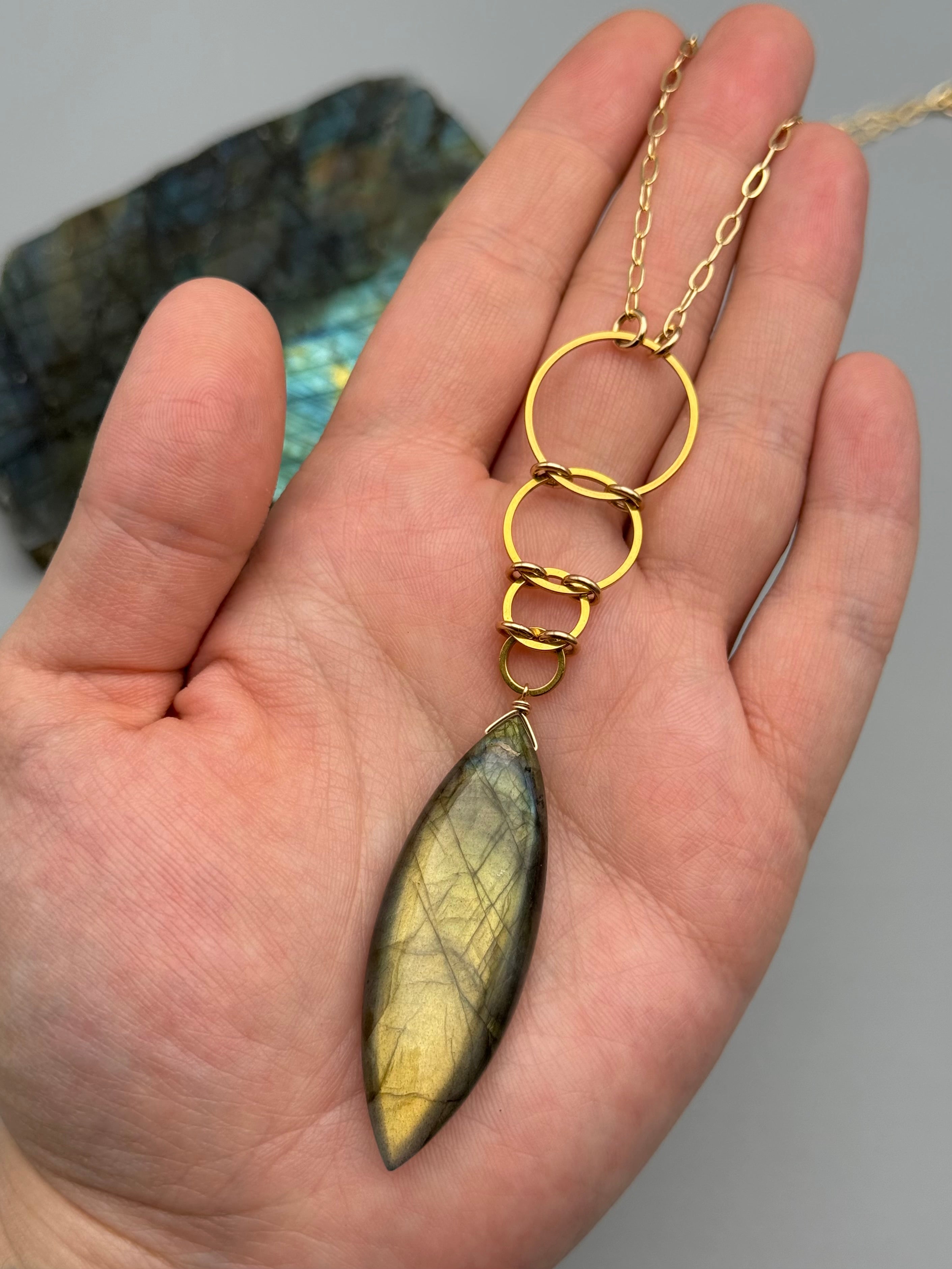 •EOWYN• labradorite + gold necklace (28"-30" long)