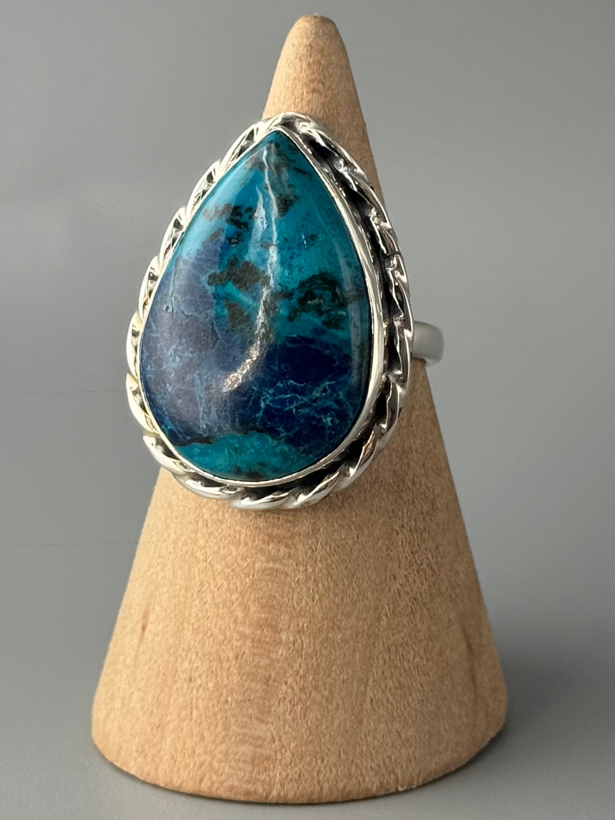 •SHATTUCKITE - TWINE TEAR• sterling silver ring (size 6)