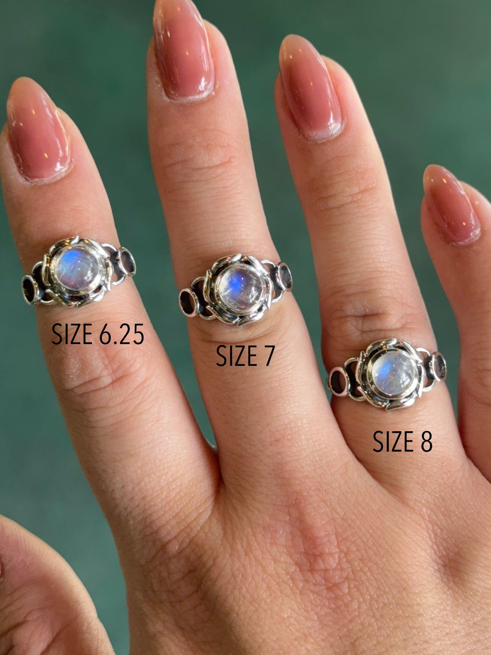 •RAINBOW MOONSTONE - ROSE• sterling silver ring (various sizes)