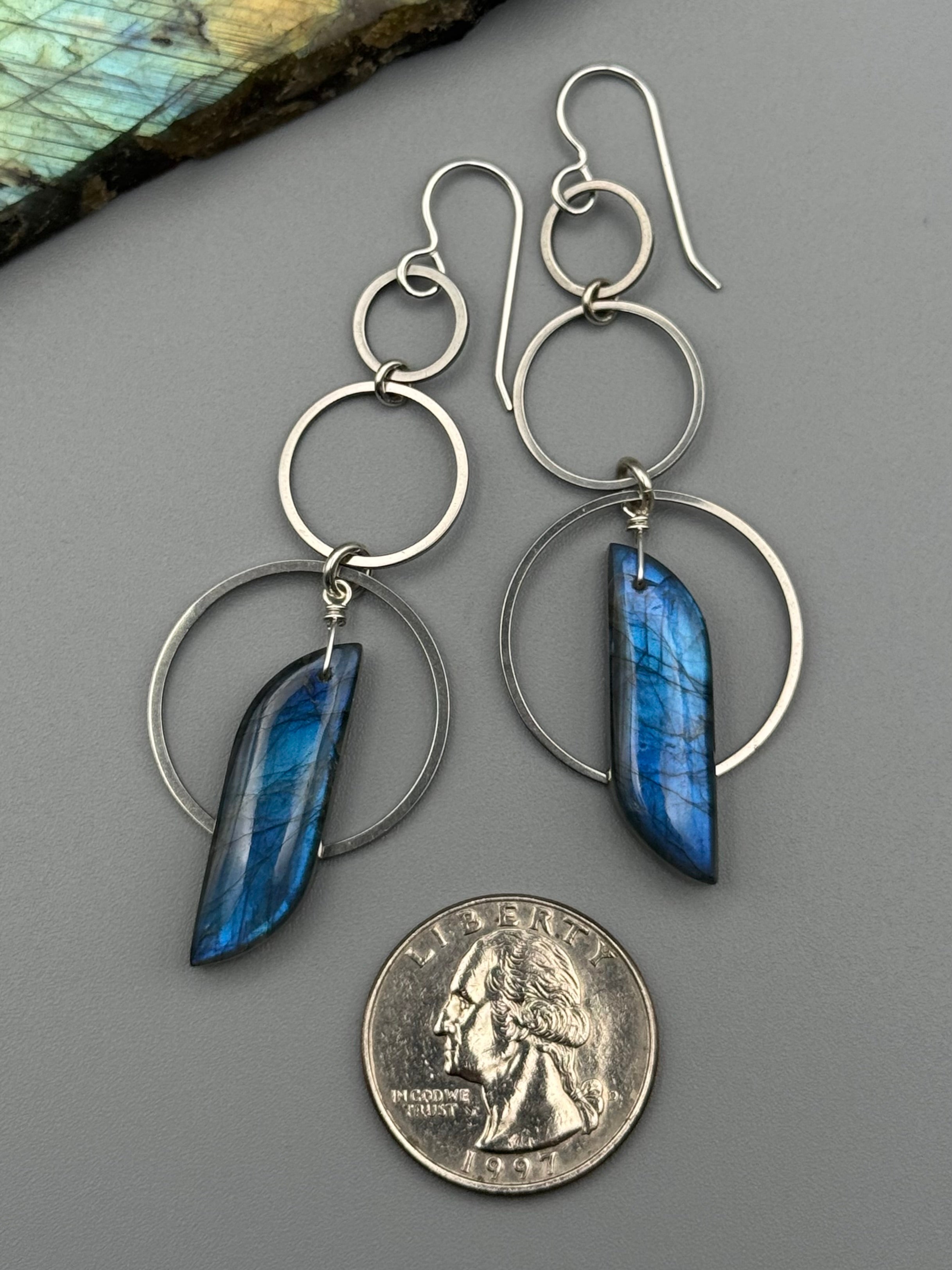 •6 OF CUPS• labradorite partridge + silver earrings