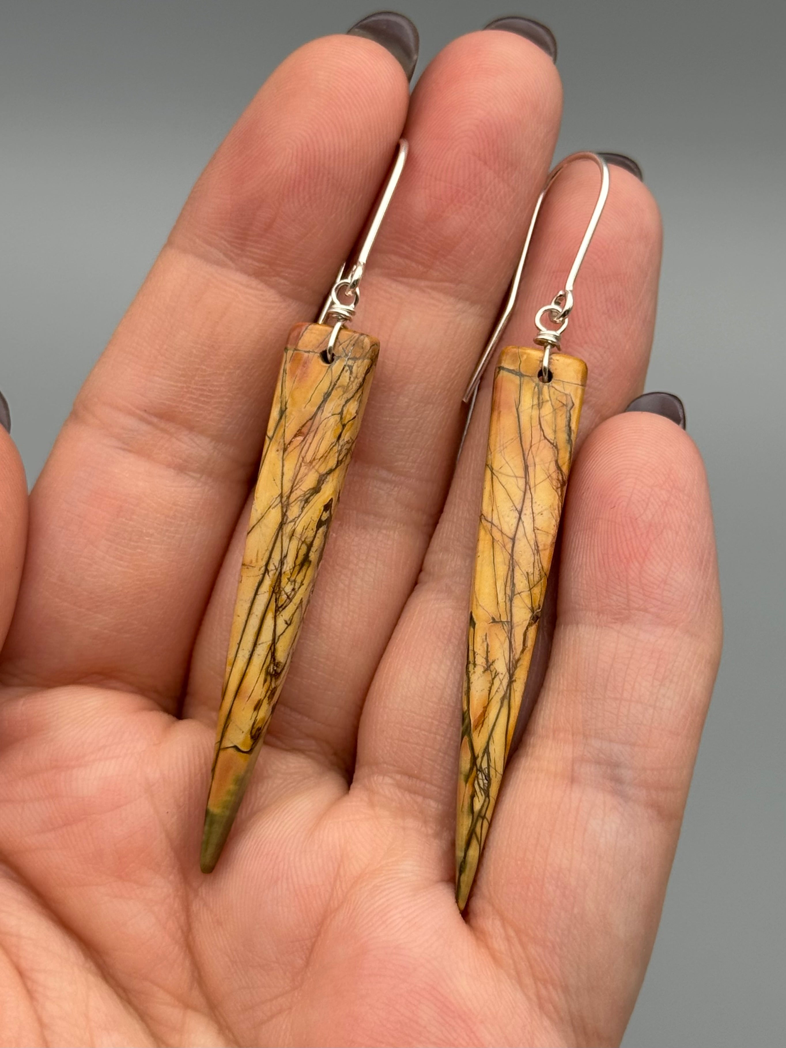 •STRAY• red creek jasper fang + silver earrings