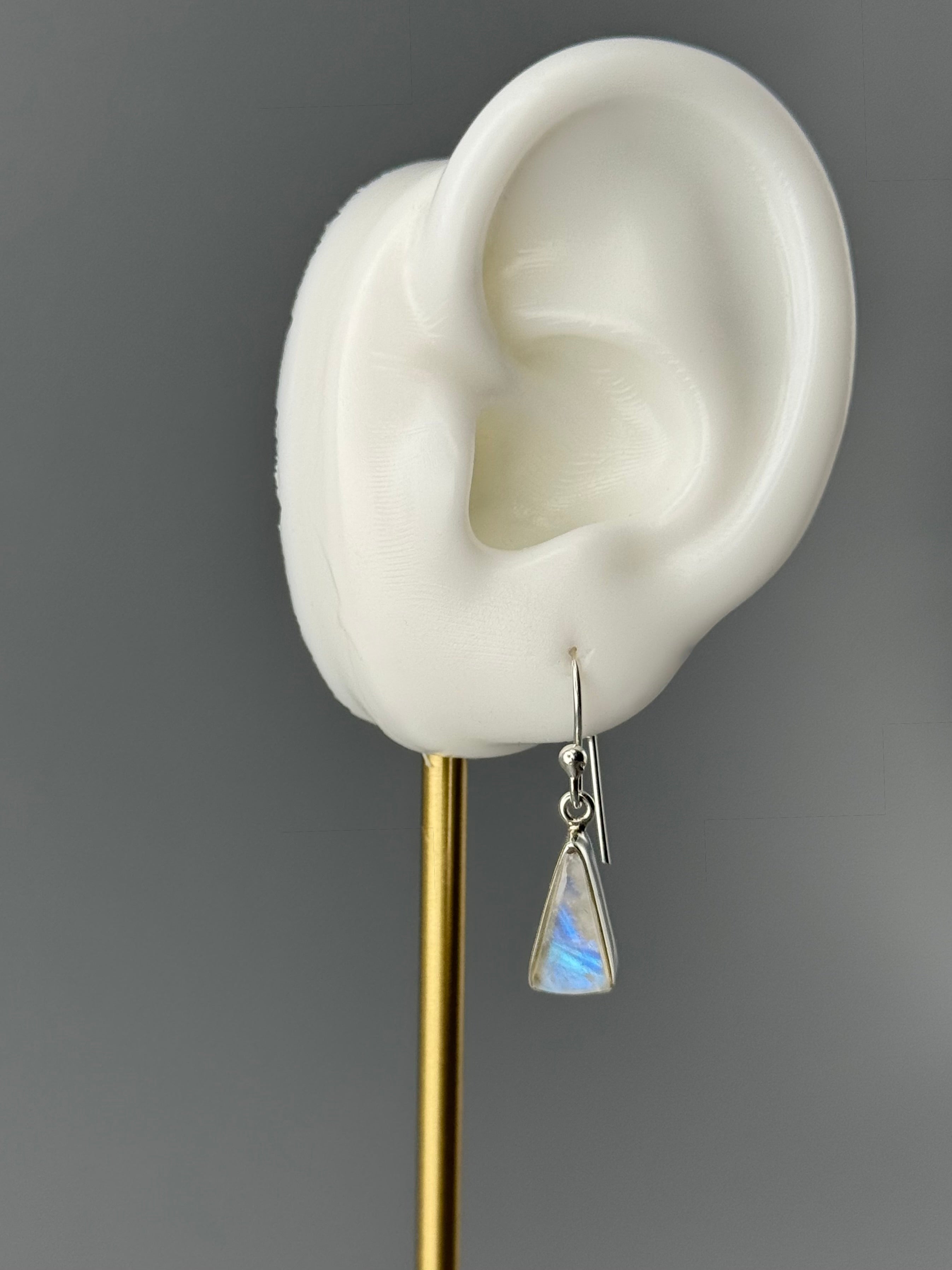 •RAINBOW MOONSTONE - SOFT TRIANGLE• silver dangle earrings
