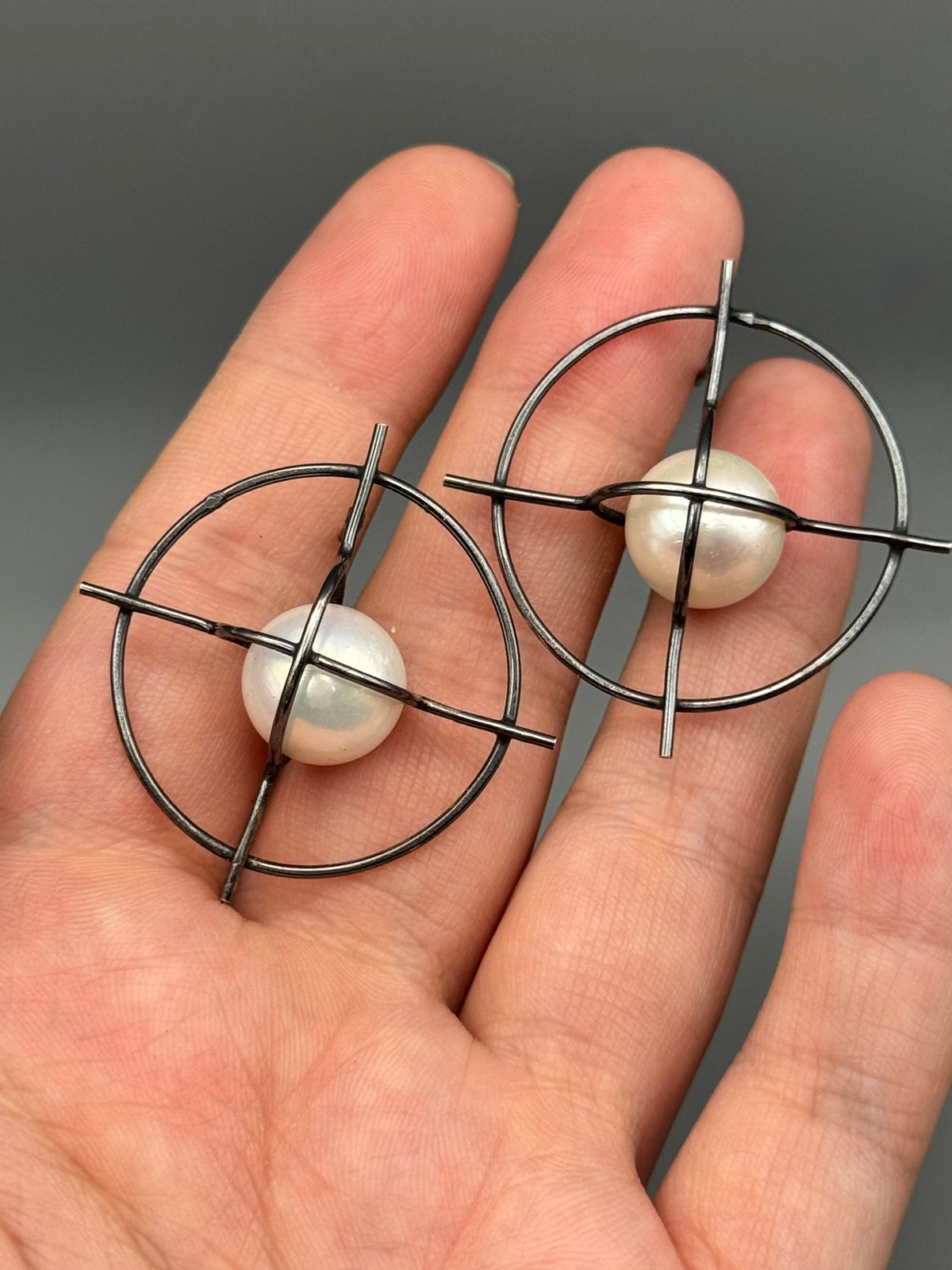 •AXIS• pearl + silver post earrings