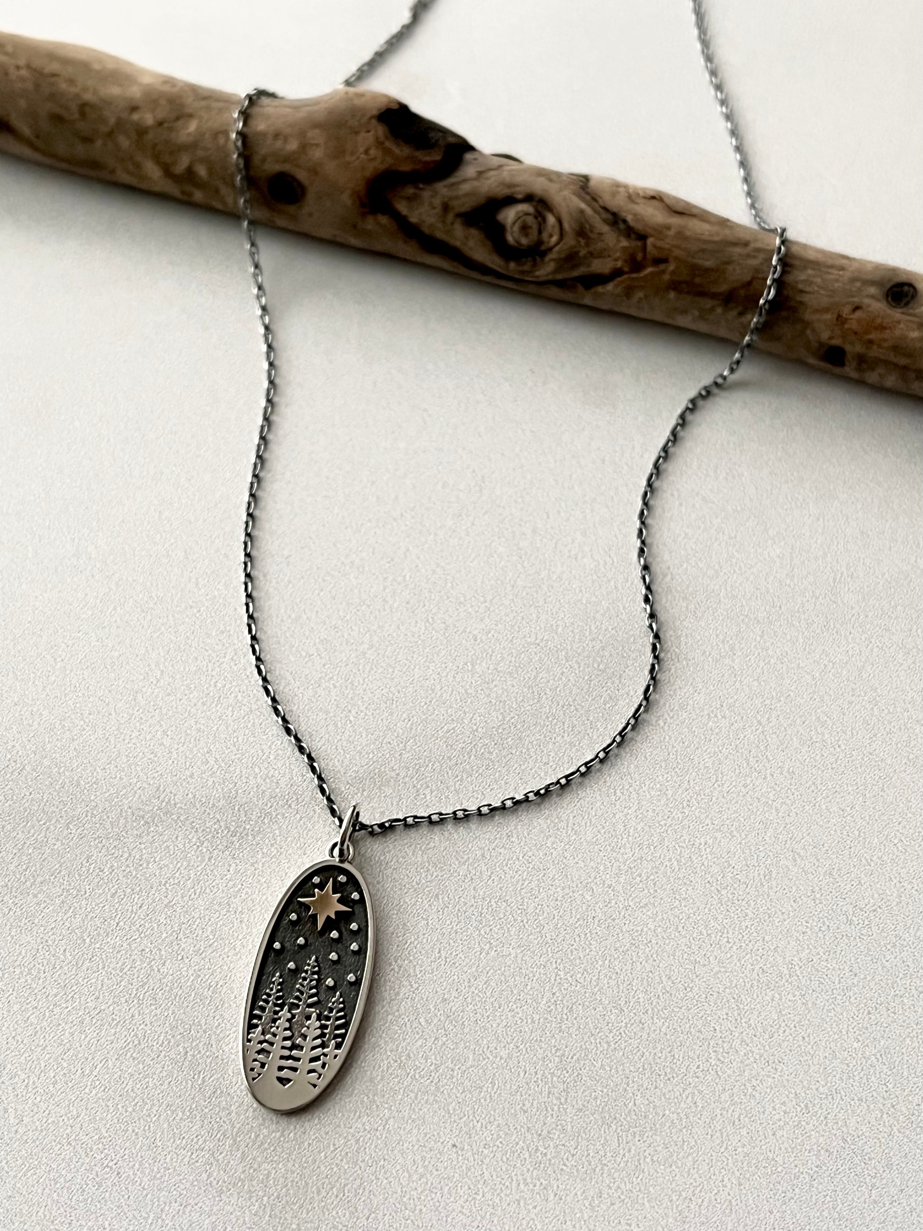 •NIGHT SKY• mixed metal necklace