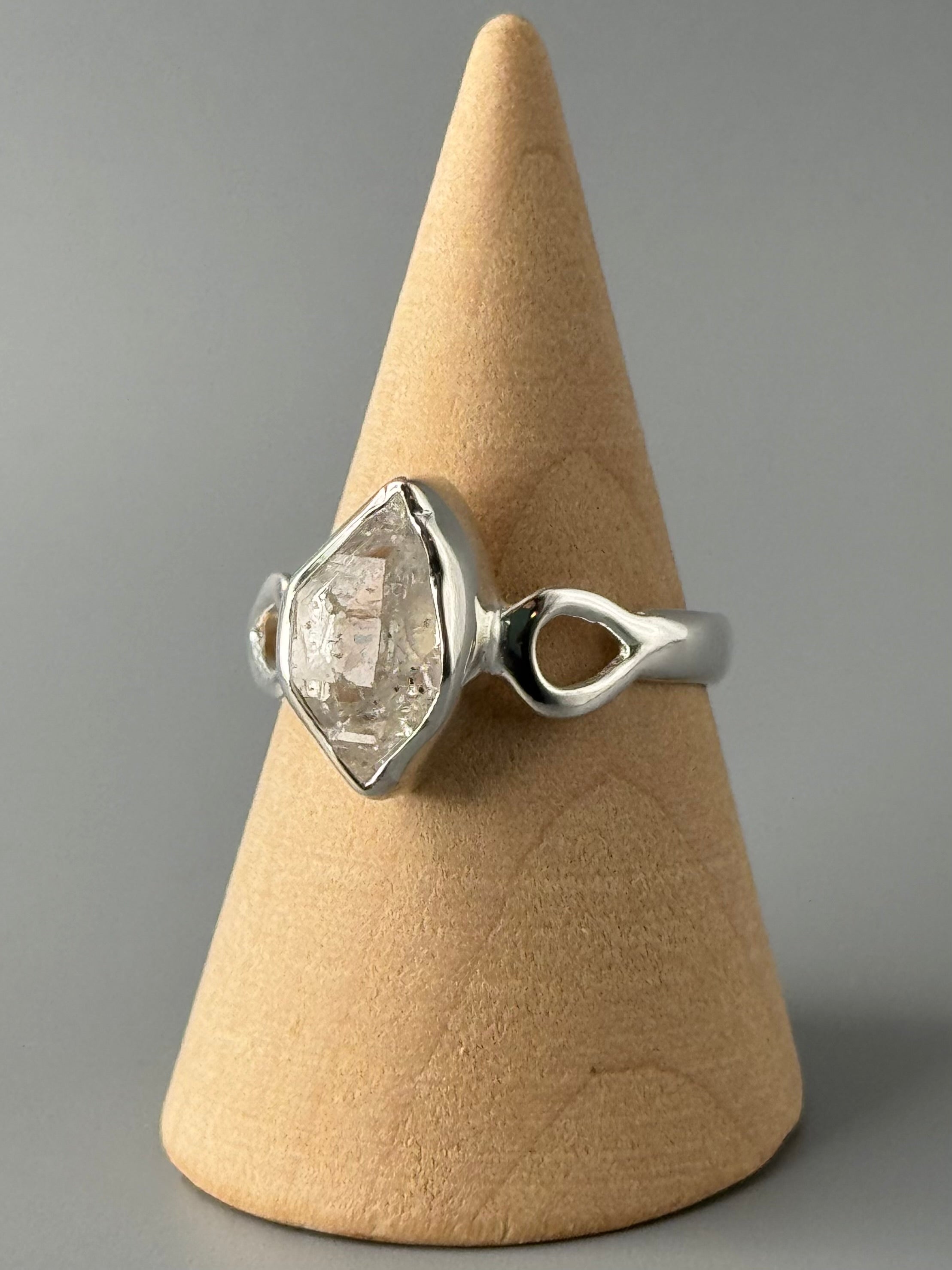 •HERKIMER DIAMOND - DROPLETS• silver ring (various sizes)