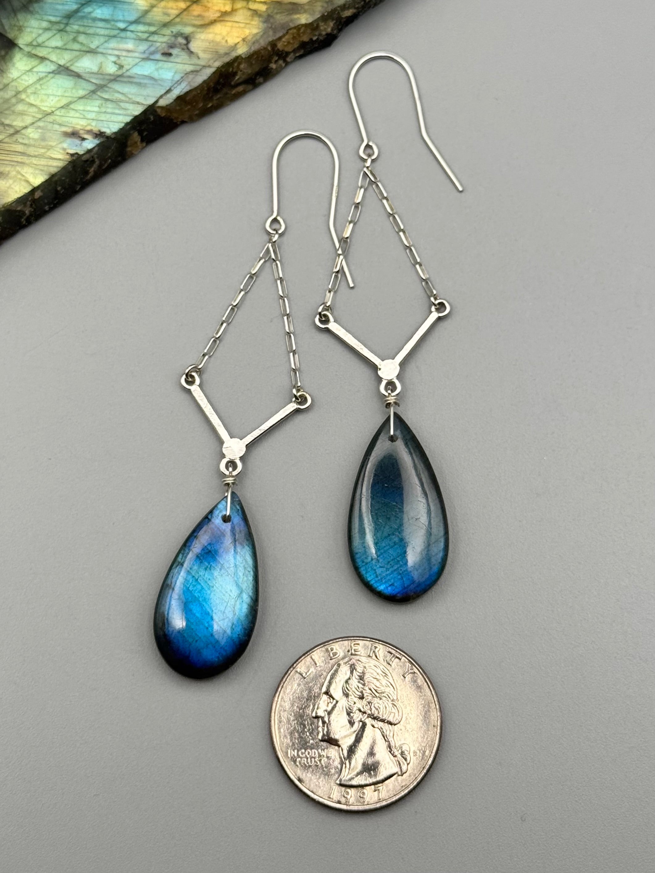 •AXIOM• labradorite tear + silver earrings