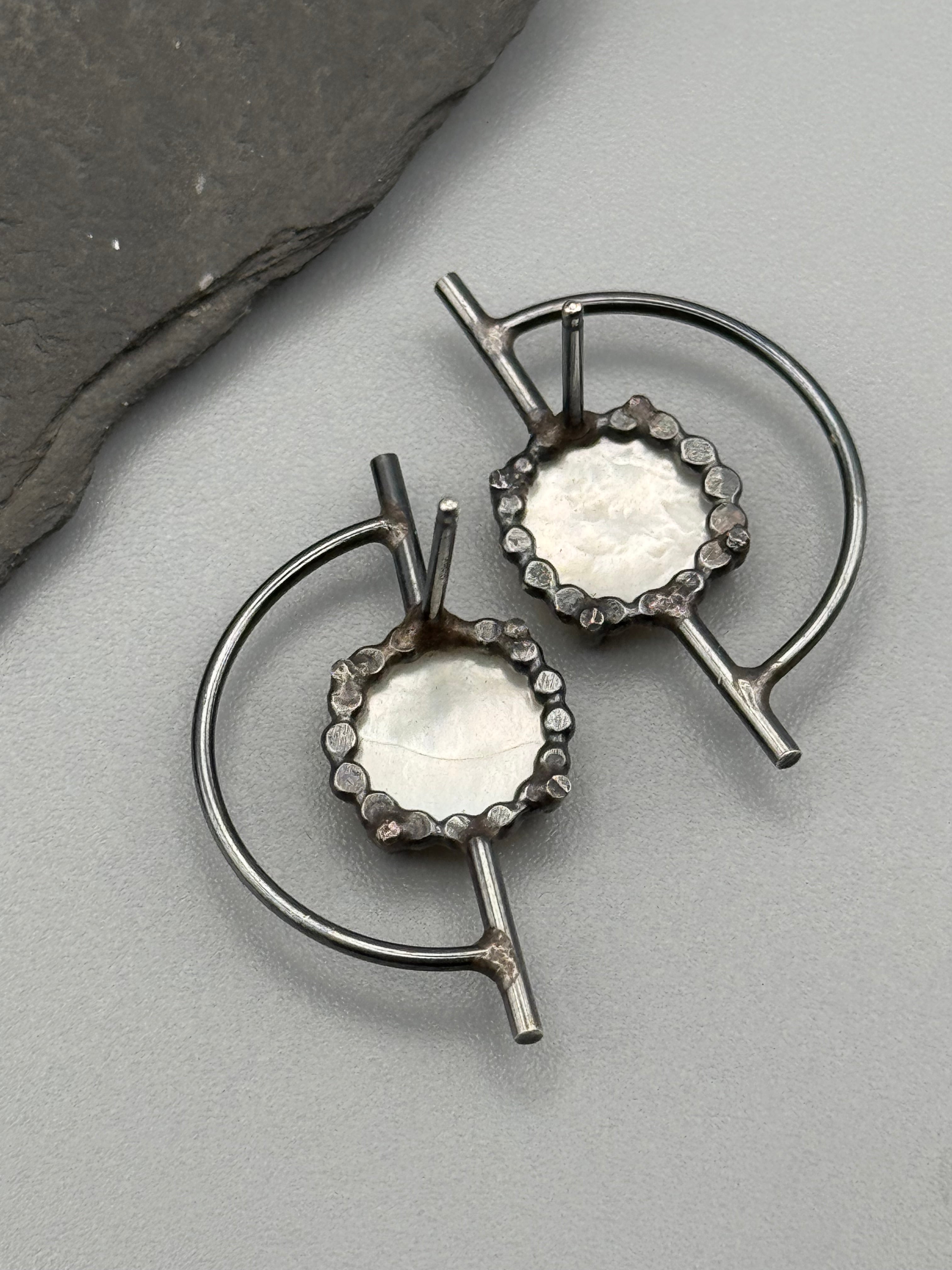•ORBITAL• mother of pearl + silver post earrings