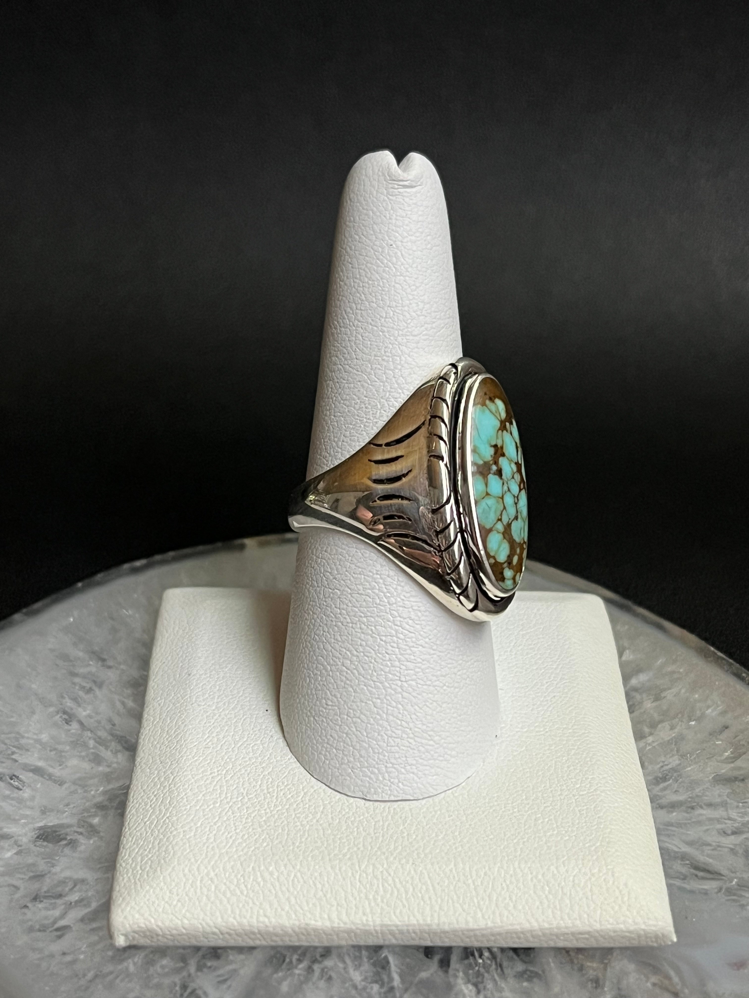 •#8 NEVADA TURQUOISE• Navajo silver ring (size 8.75)
