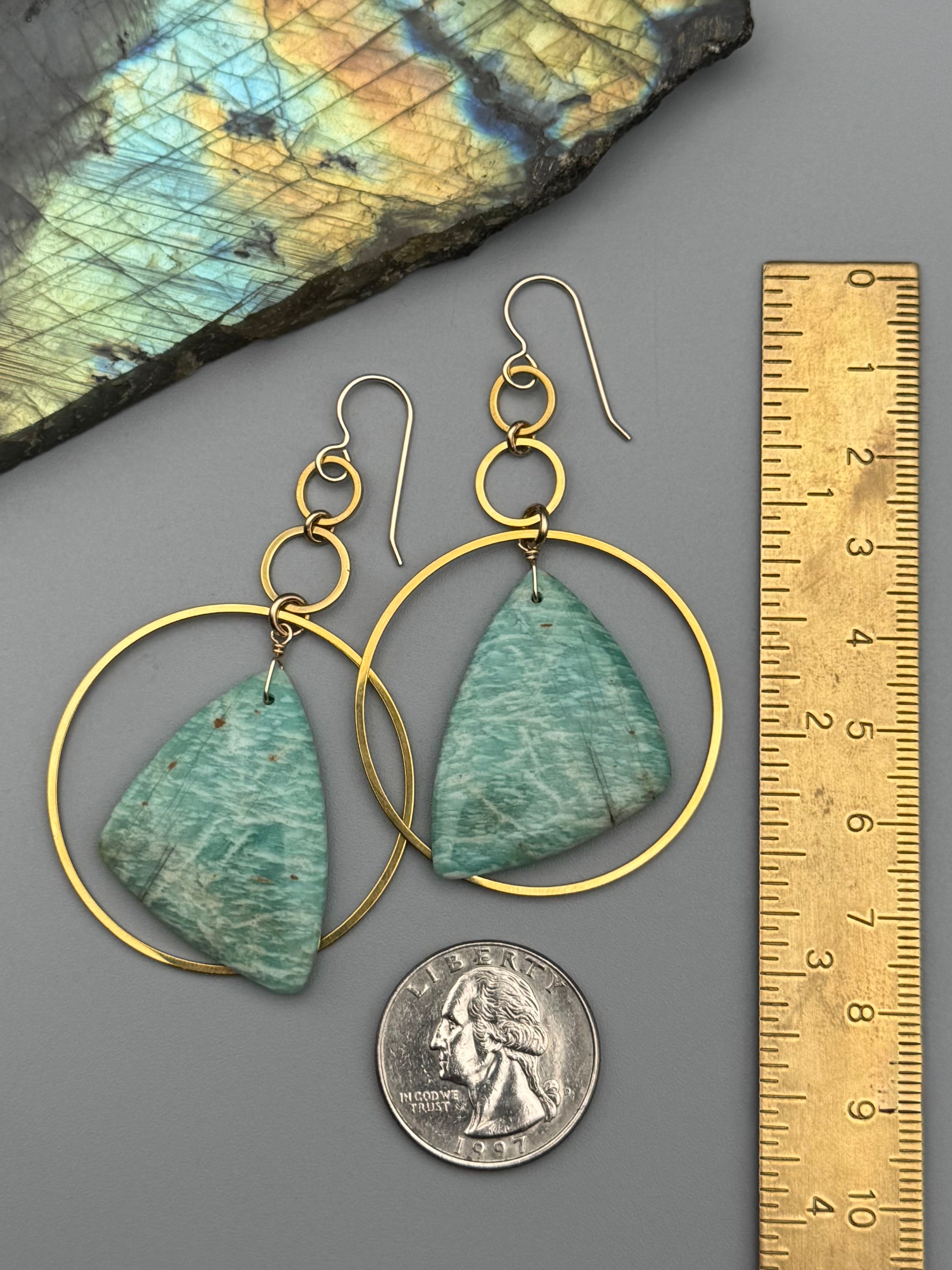 •EQUA LUNA• amazonite wing + gold earrings