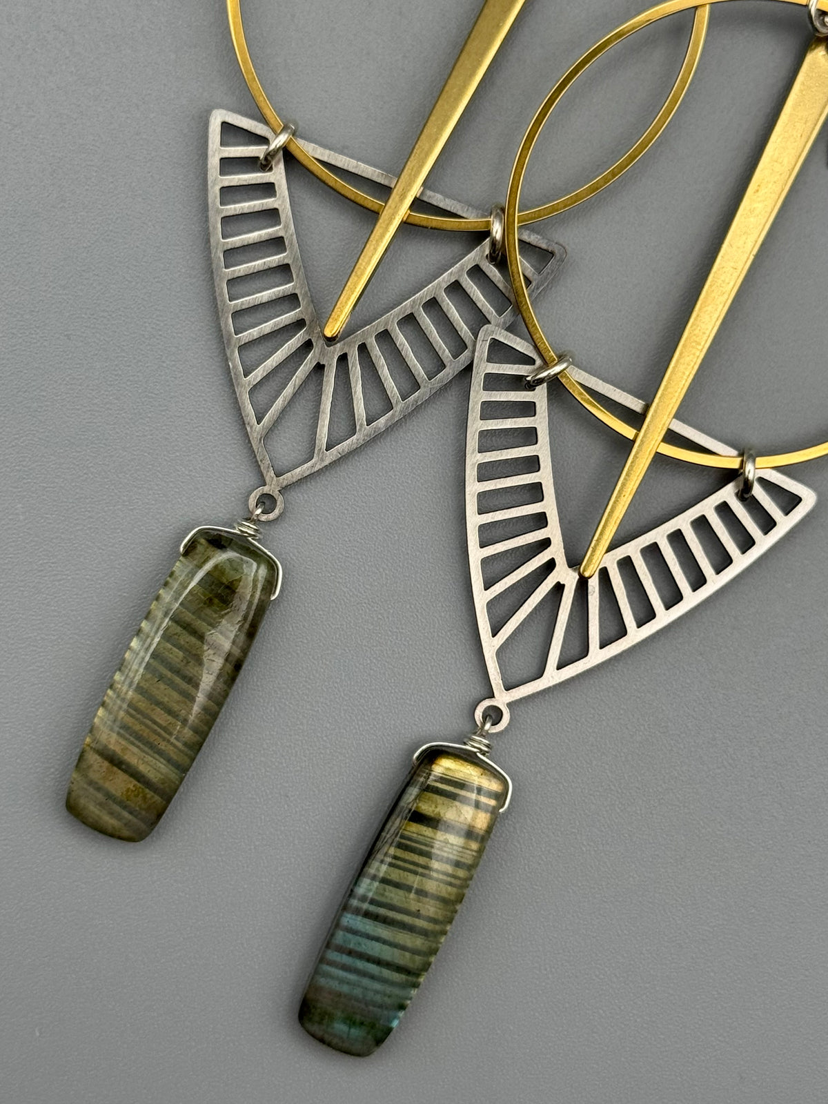 •STELLAR• golden labradorite + mixed metal earrings