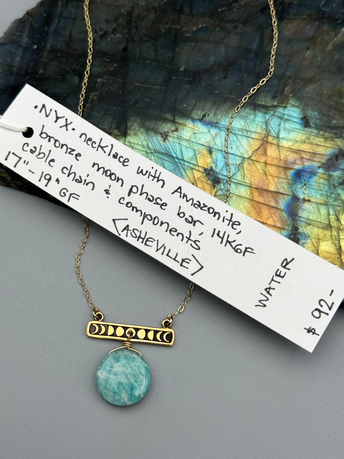 •NYX• amazonite + gold necklace (17"-19" long)