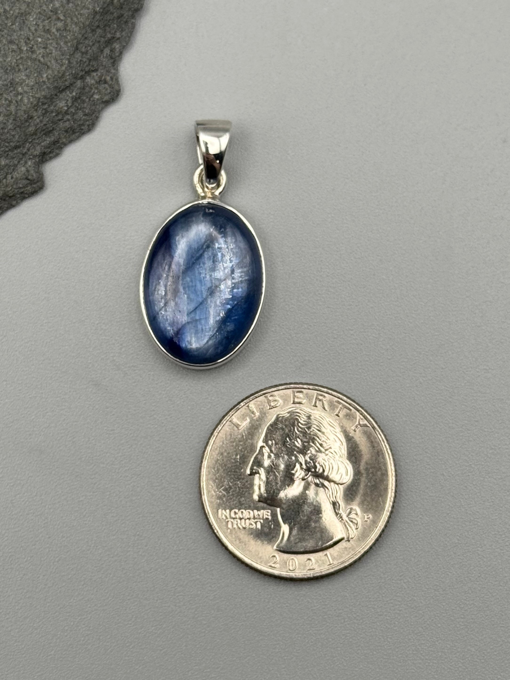 •KYANITE - LIL' OVAL• sterling silver pendant