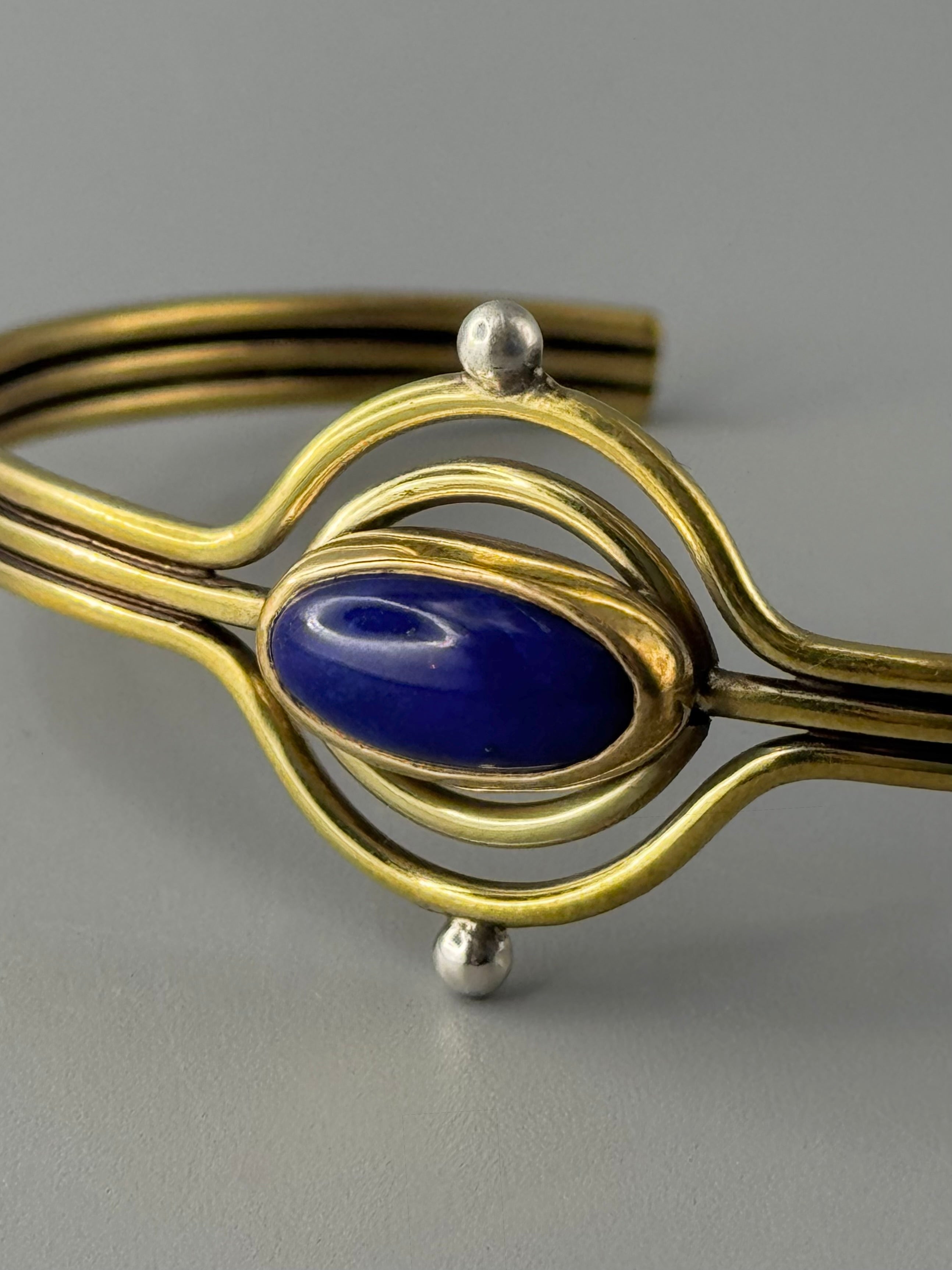 •LAPIS LAZULI• mixed metal cuff bracelet