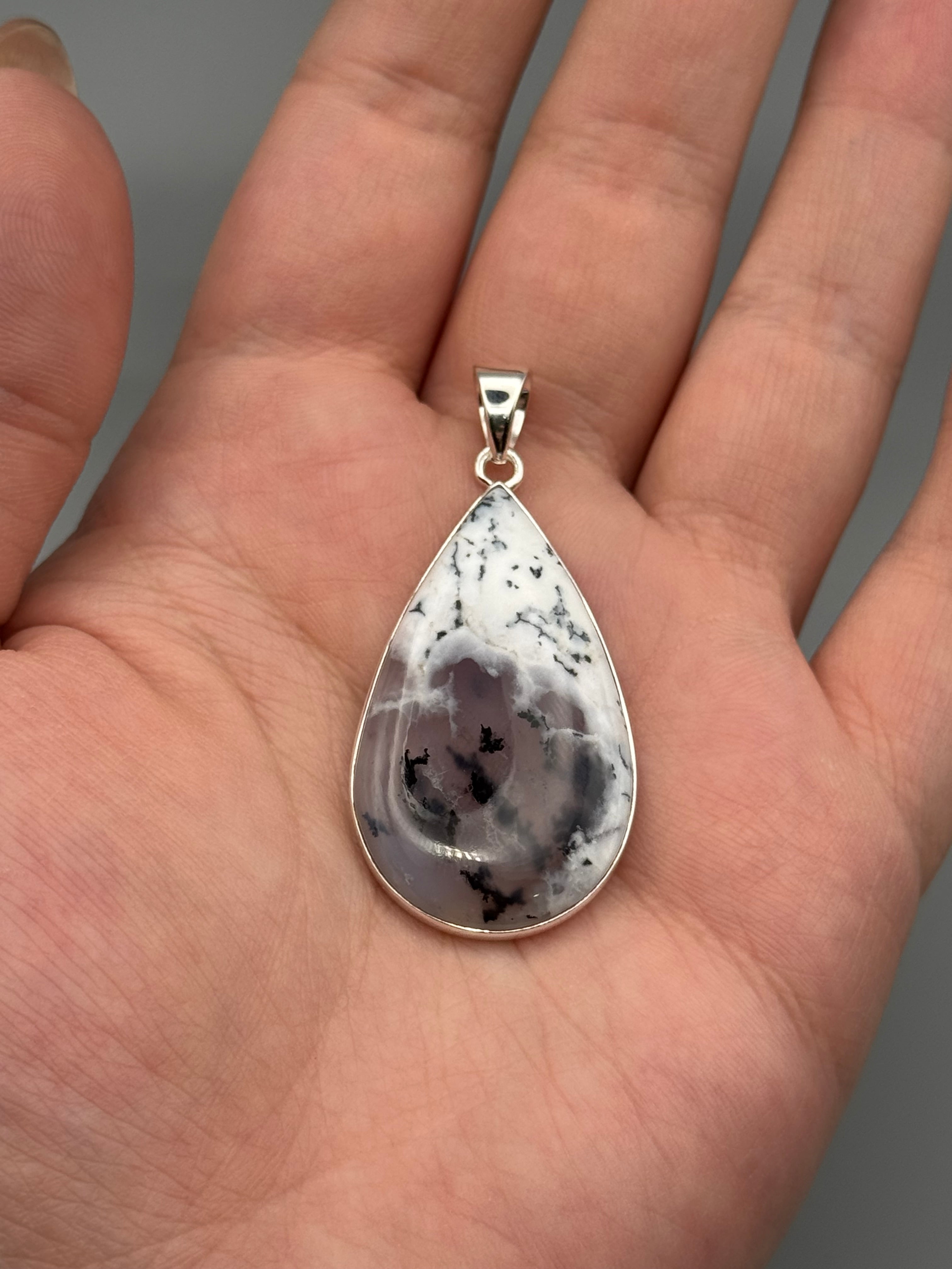 •DENDRITIC OPAL - TEAR 2• sterling silver pendant