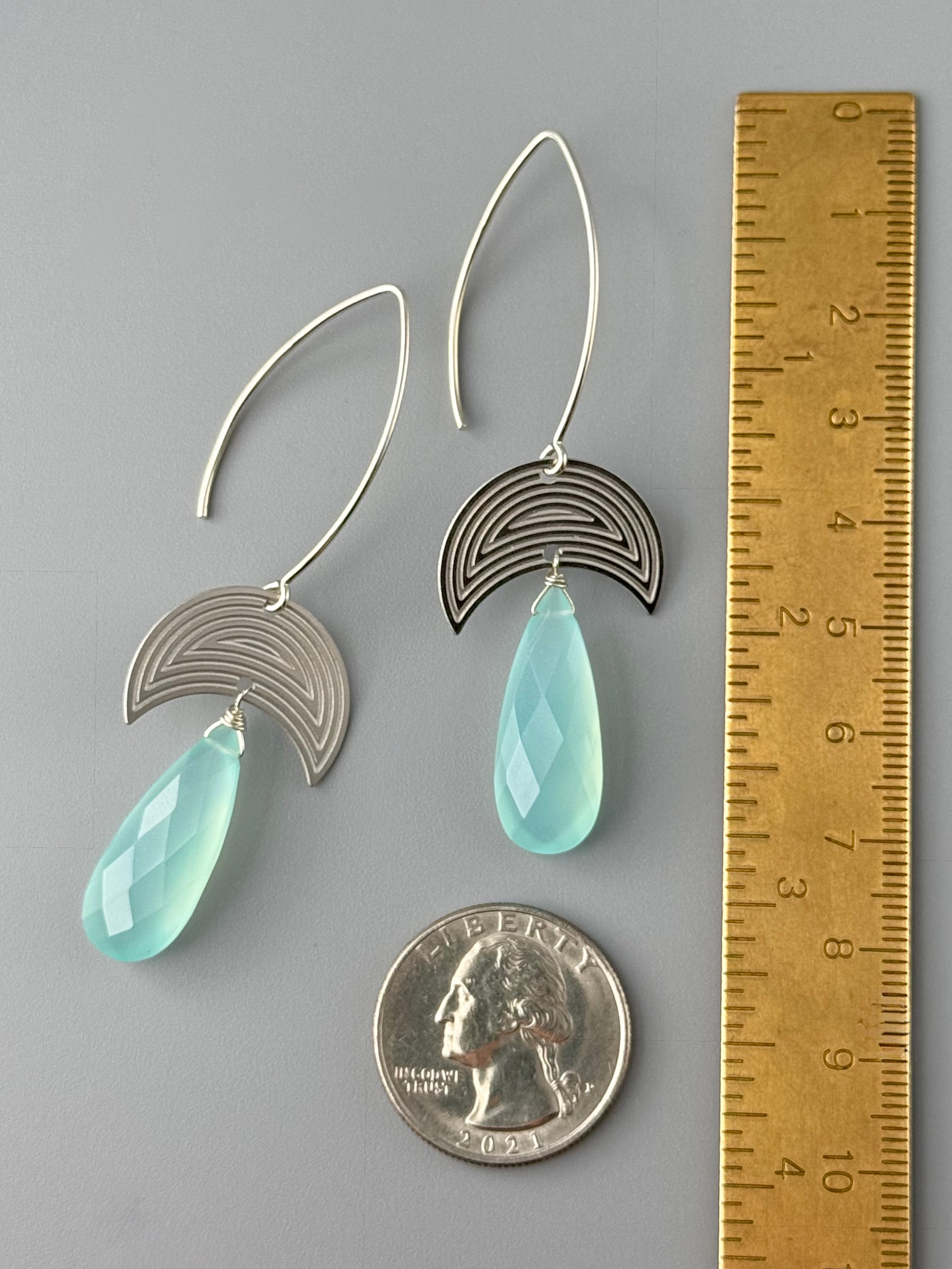 •MOON MAZE• aqua chalcedony + silver earrings