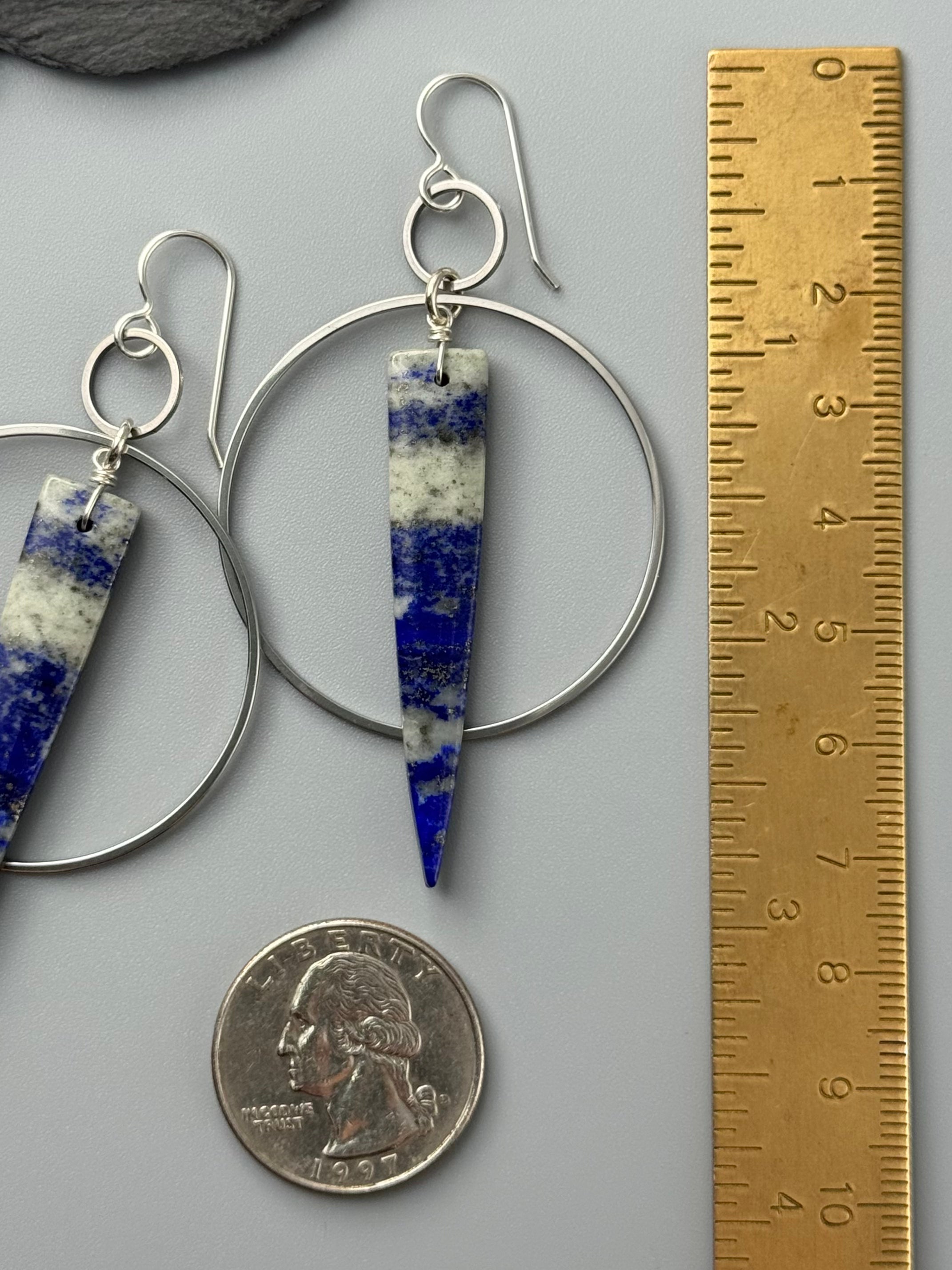•EQUA-ORBIT• lapis lazuli fangs + silver earrings