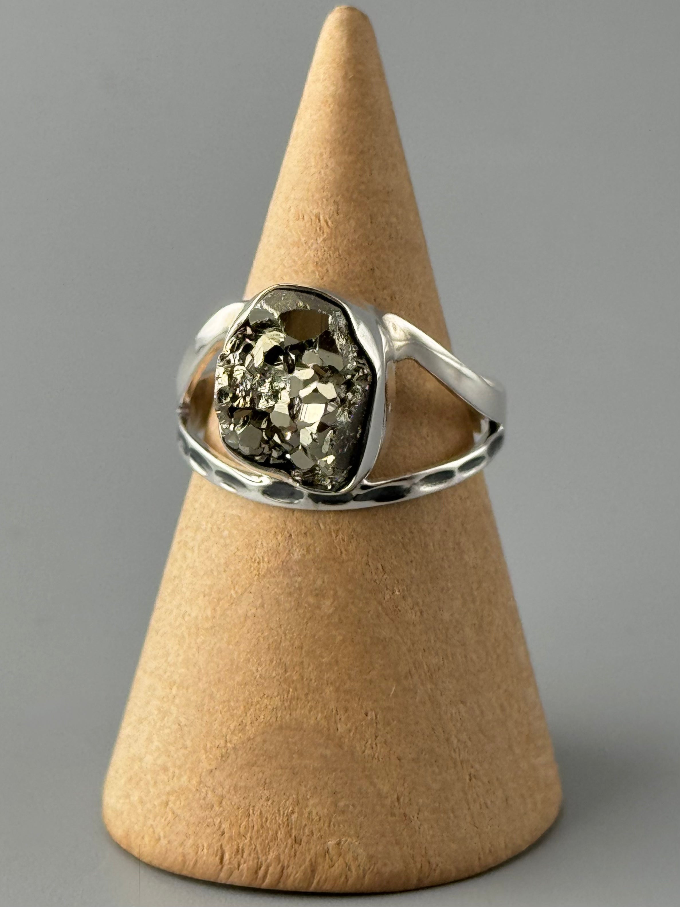 •PYRITE - UNDERSCORE• split band silver ring (various sizes)