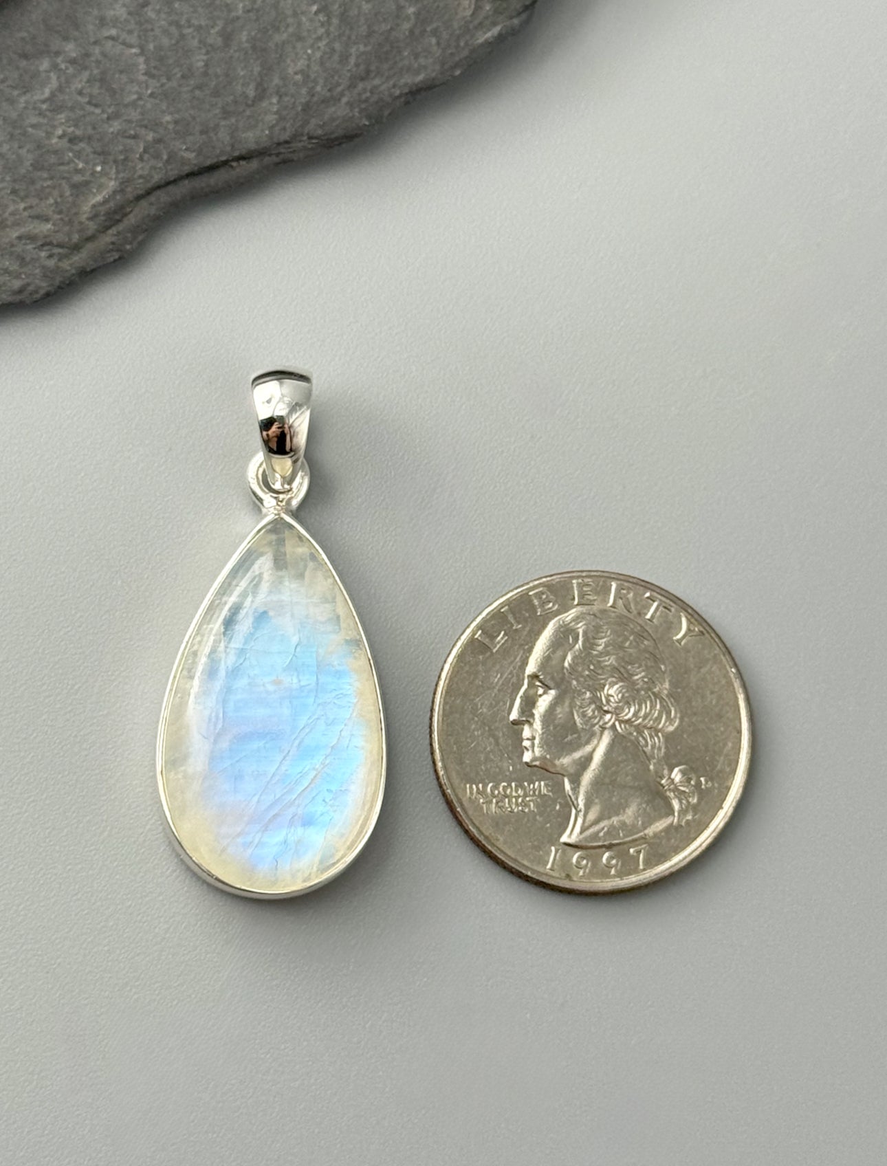 •RAINBOW MOONSTONE - SMALL TEARDROP• sterling silver pendant