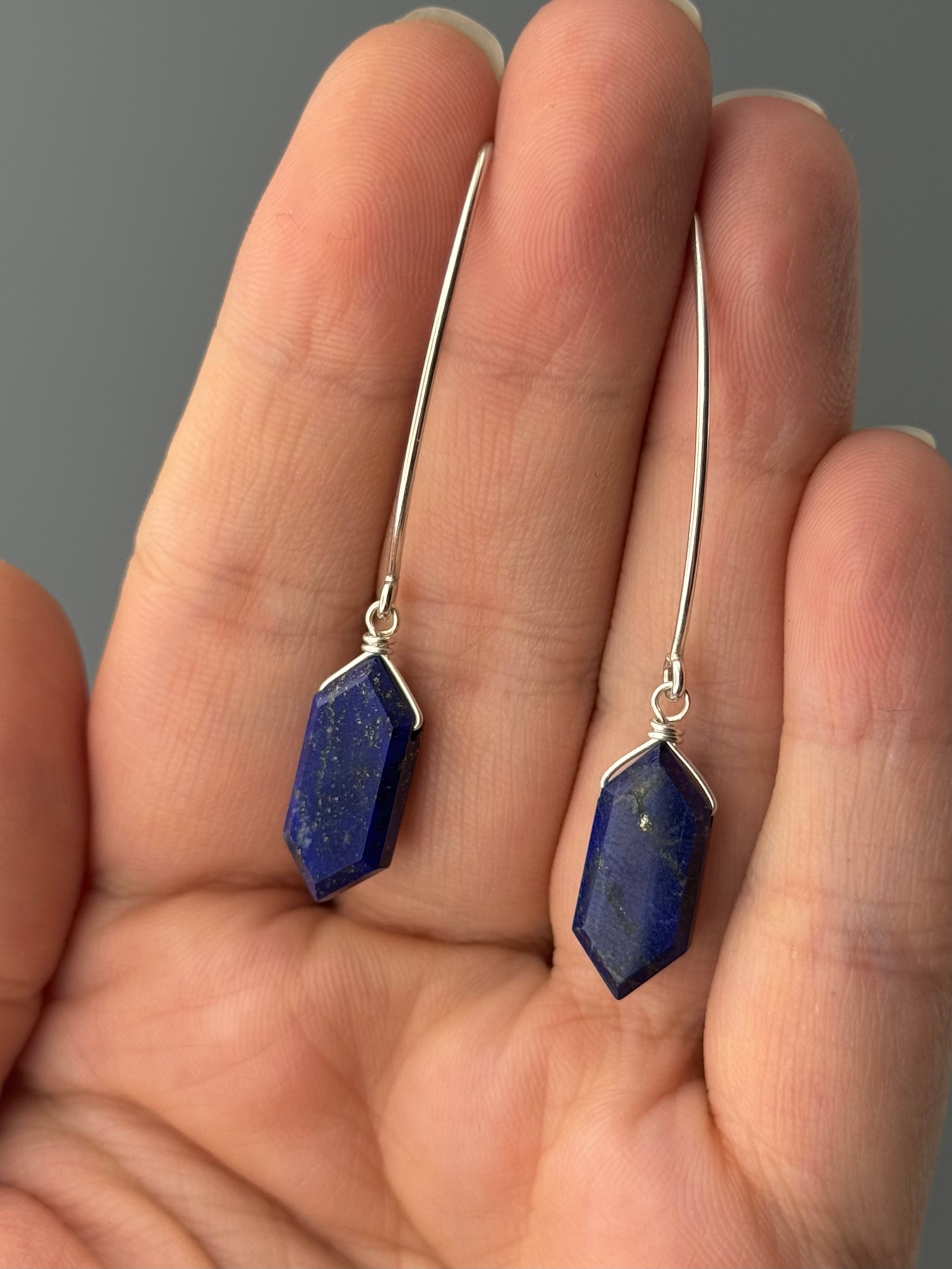 •STRAY• lapis lazuli + silver earrings