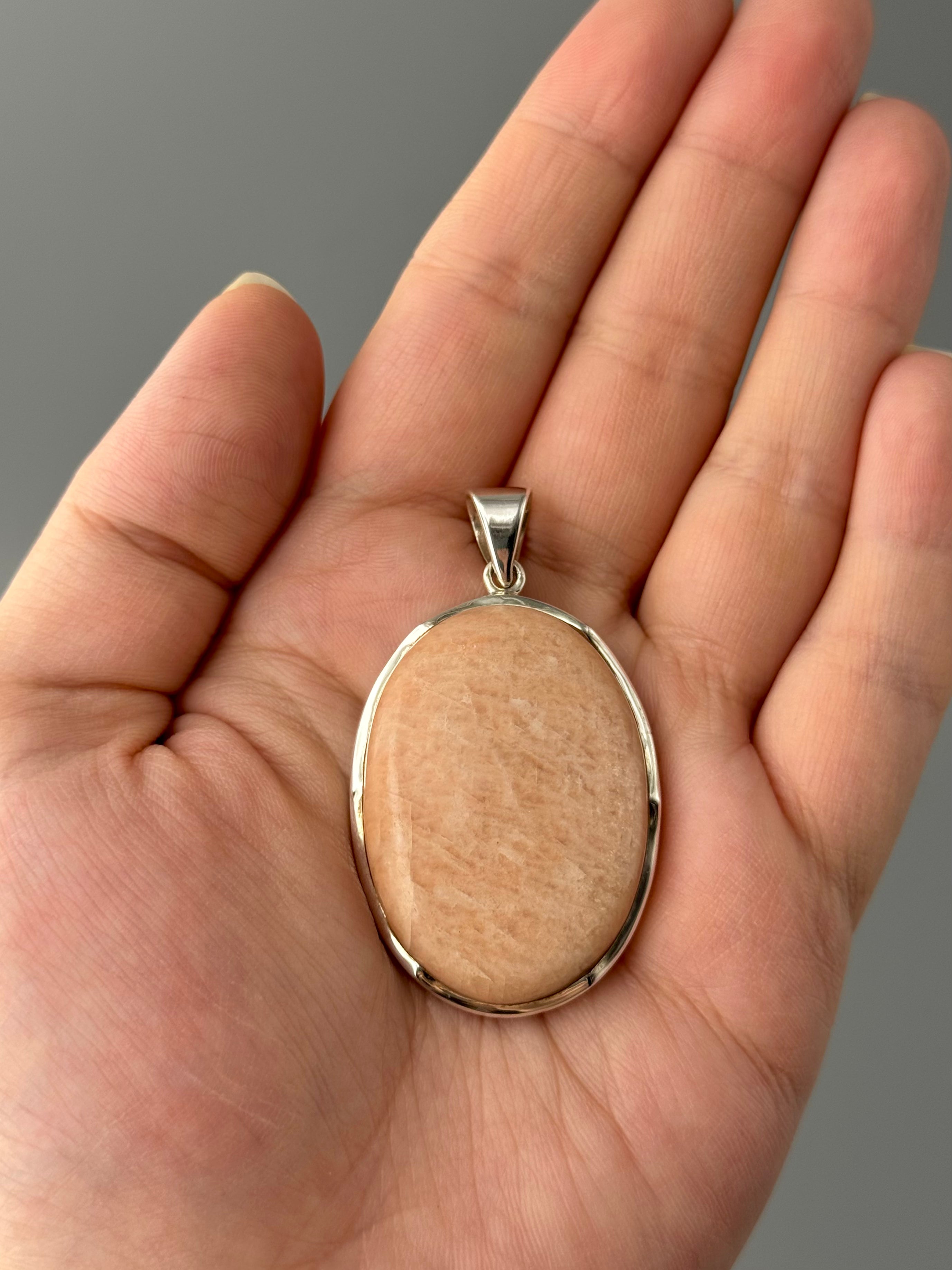 •SCOLECITE OVAL - SCALLOPED• sterling silver pendant
