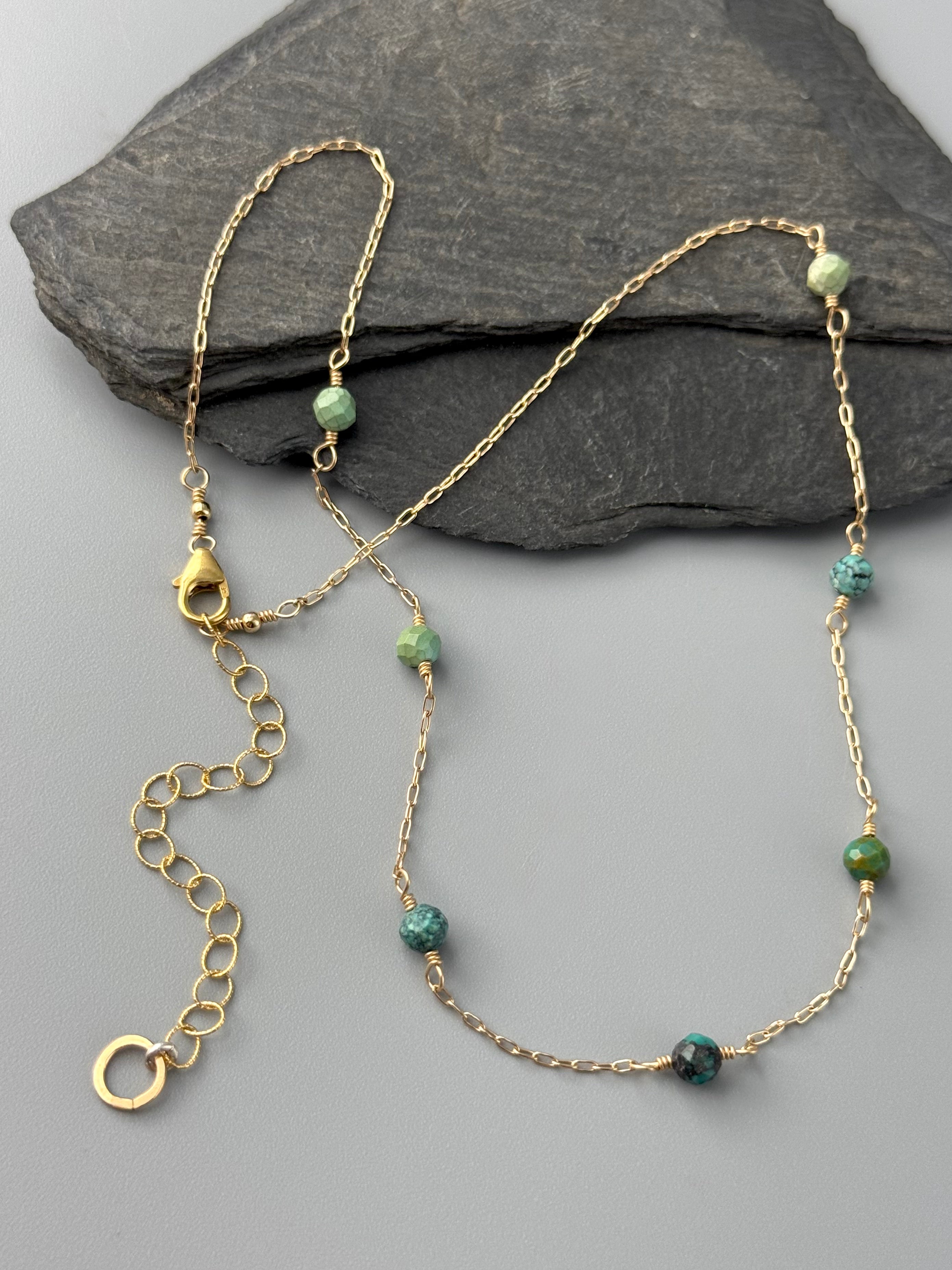 •DRAGON SKIN TURQUOISE• gold necklace (14" - 16" long)