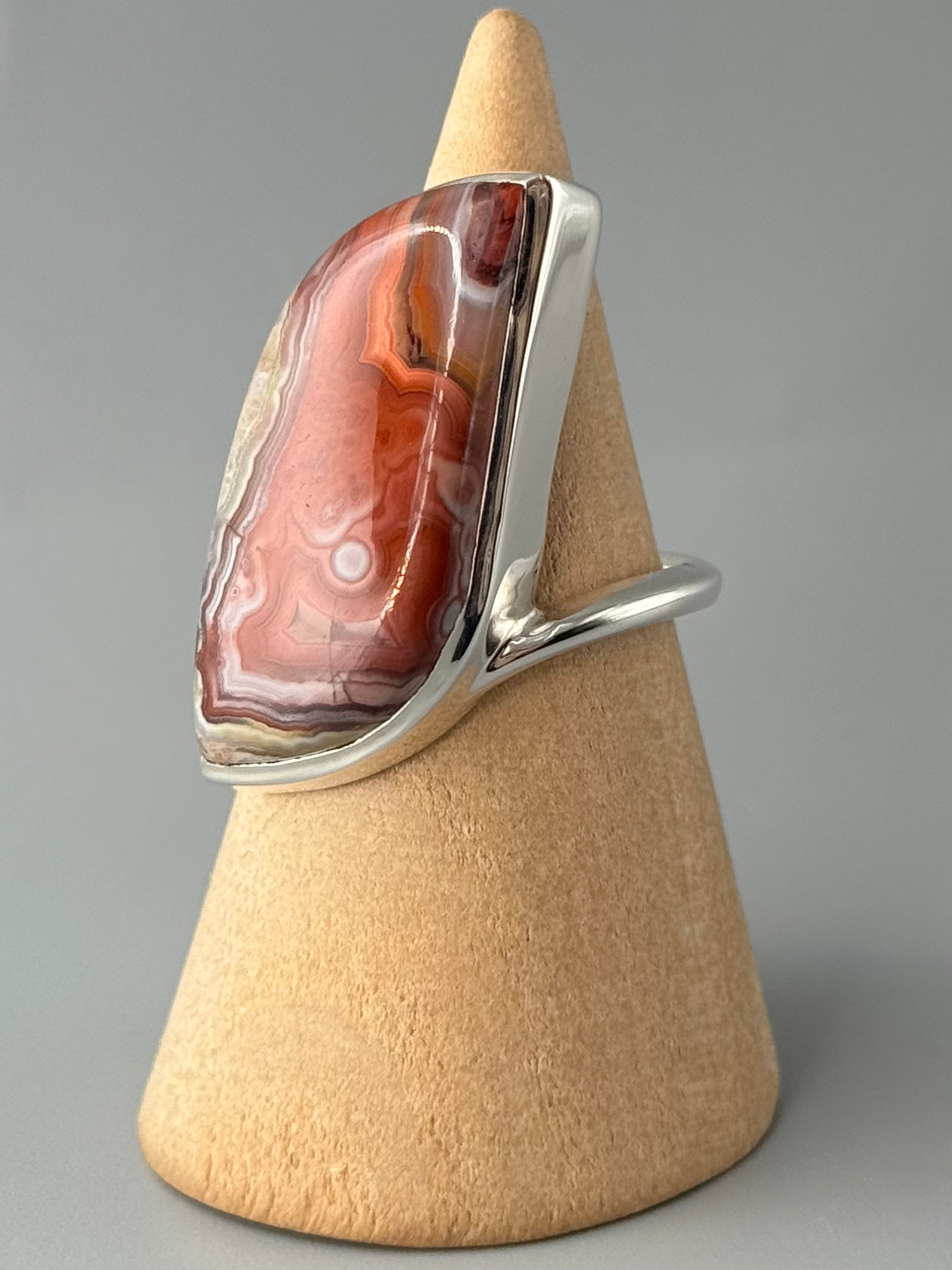•CRAZY LACE AGATE - PARTRIDGE• sterling silver ring (size 6)