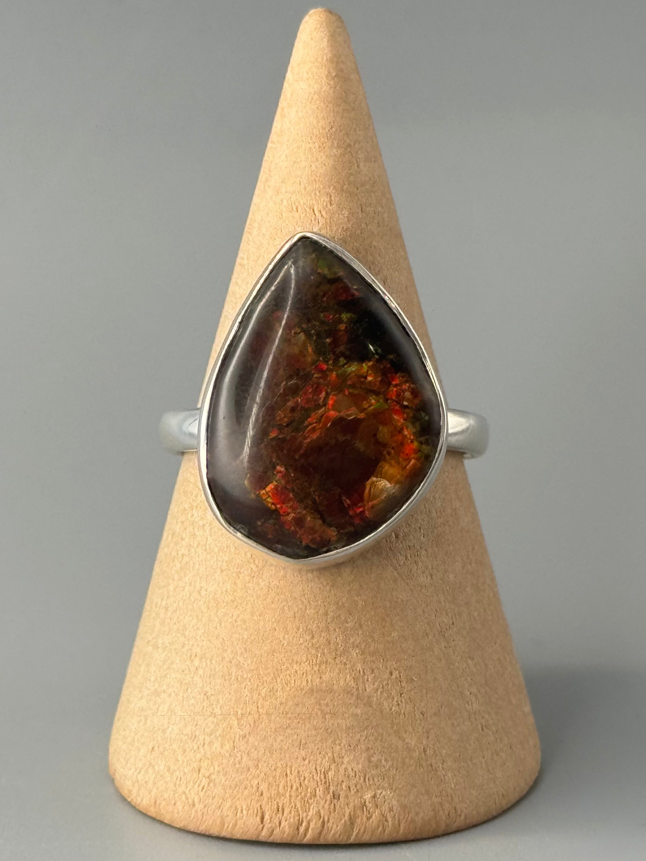 •AMMOLITE - ORGANIC TEAR• sterling silver ring (size 9.75)