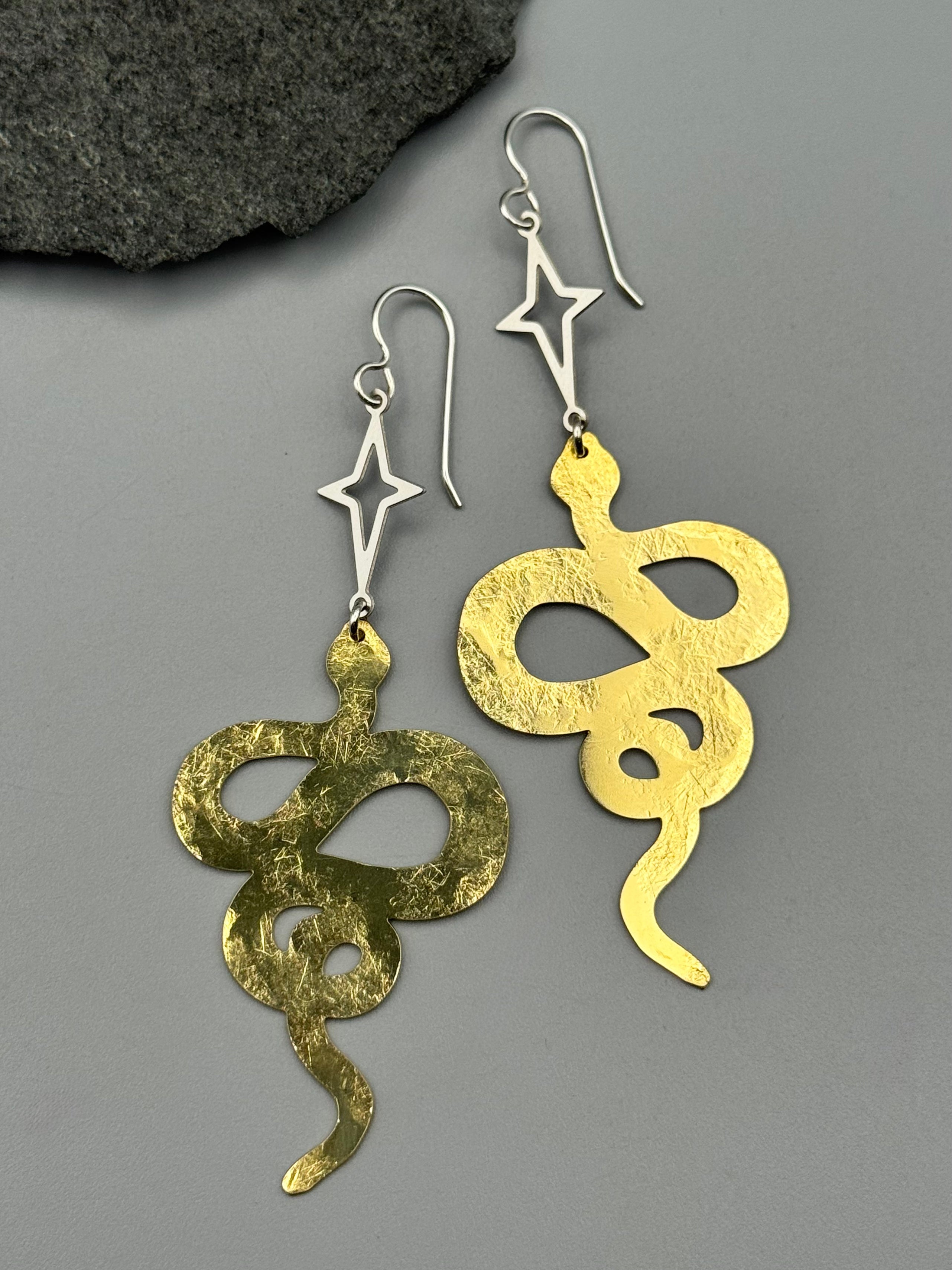 •NĀGA GUIDE• mixed metal dangle earrings