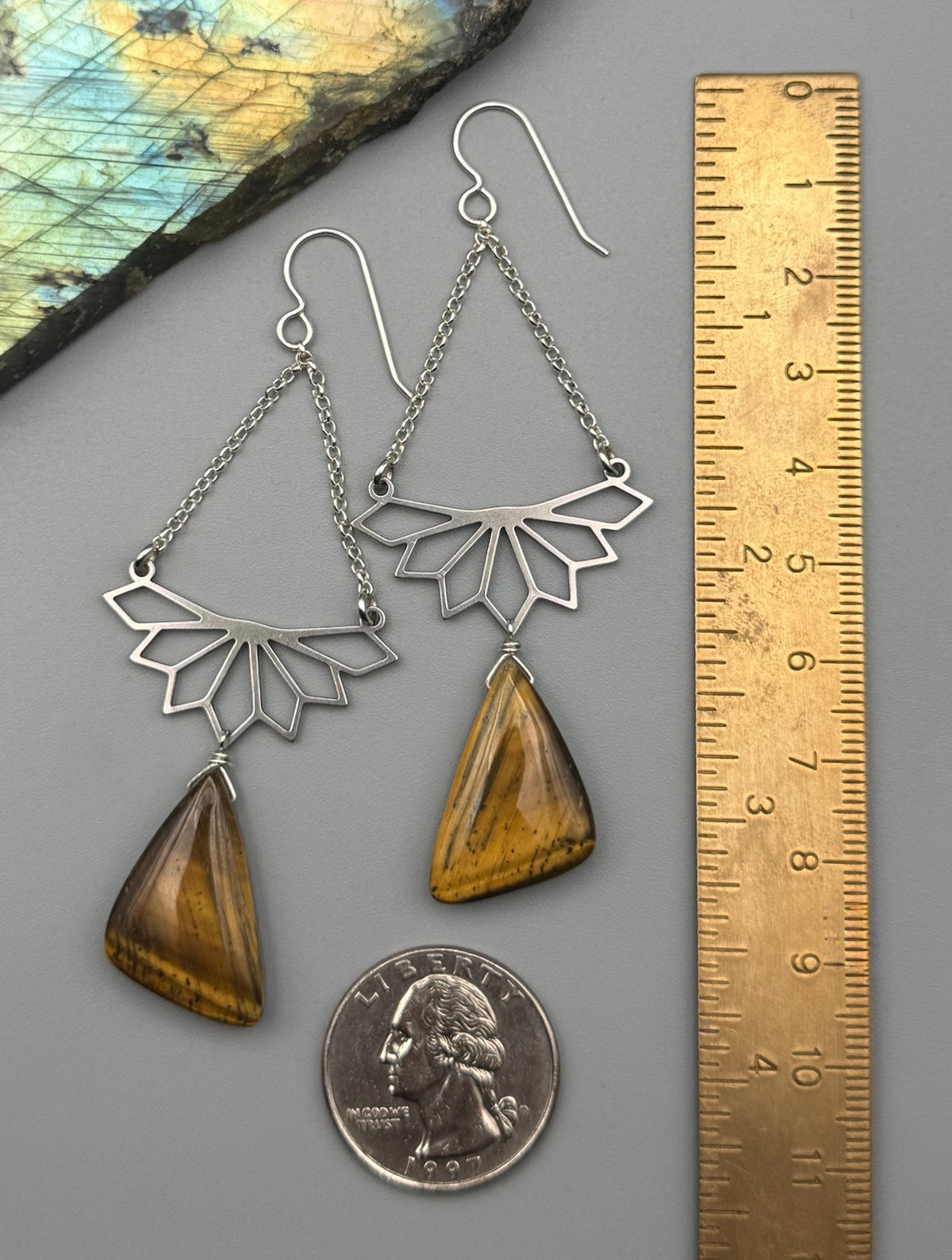 •EMANATE• tiger eye wing + silver earrings