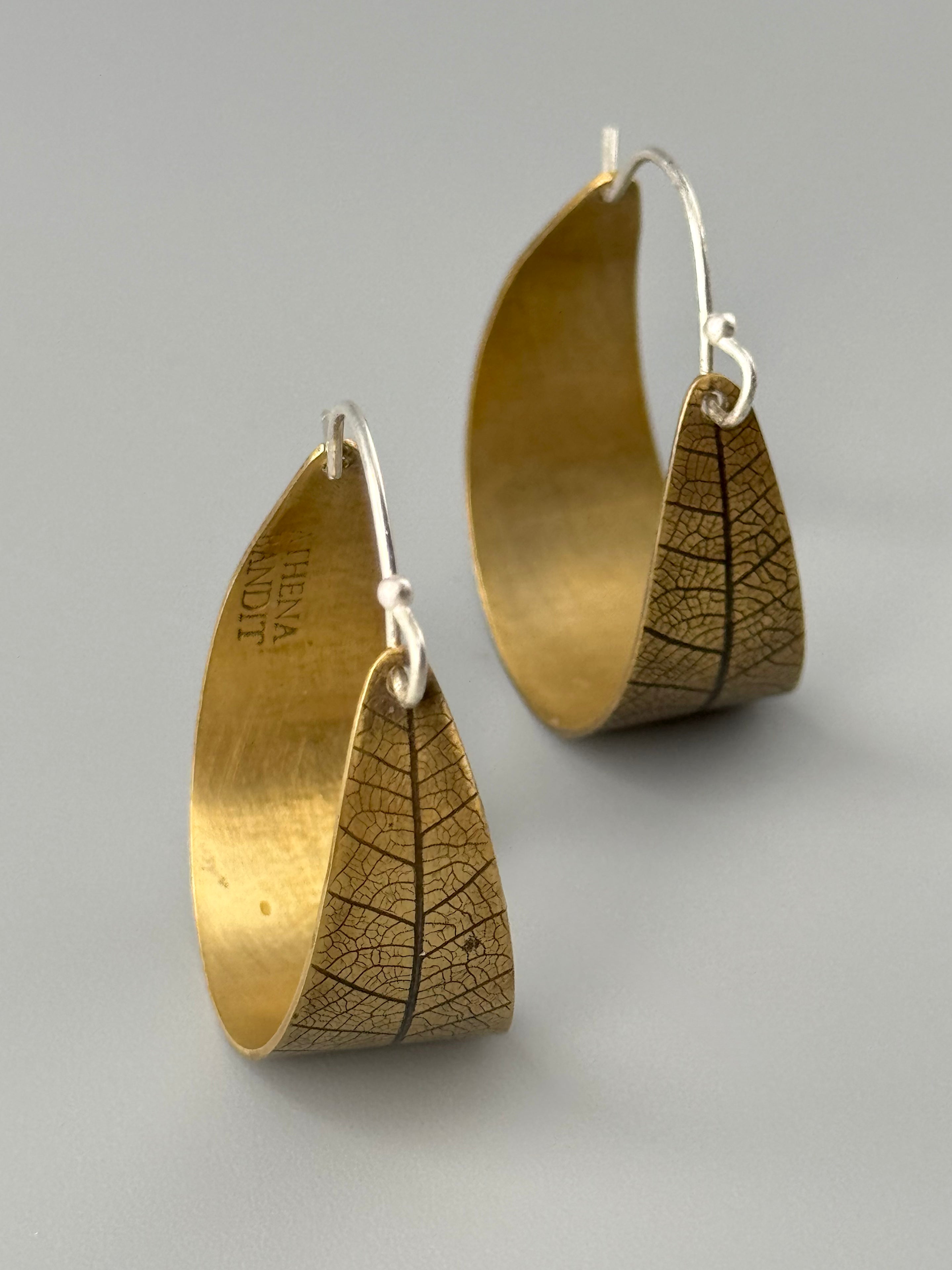 •LEAF HOOPS• mixed metal hoop earrings