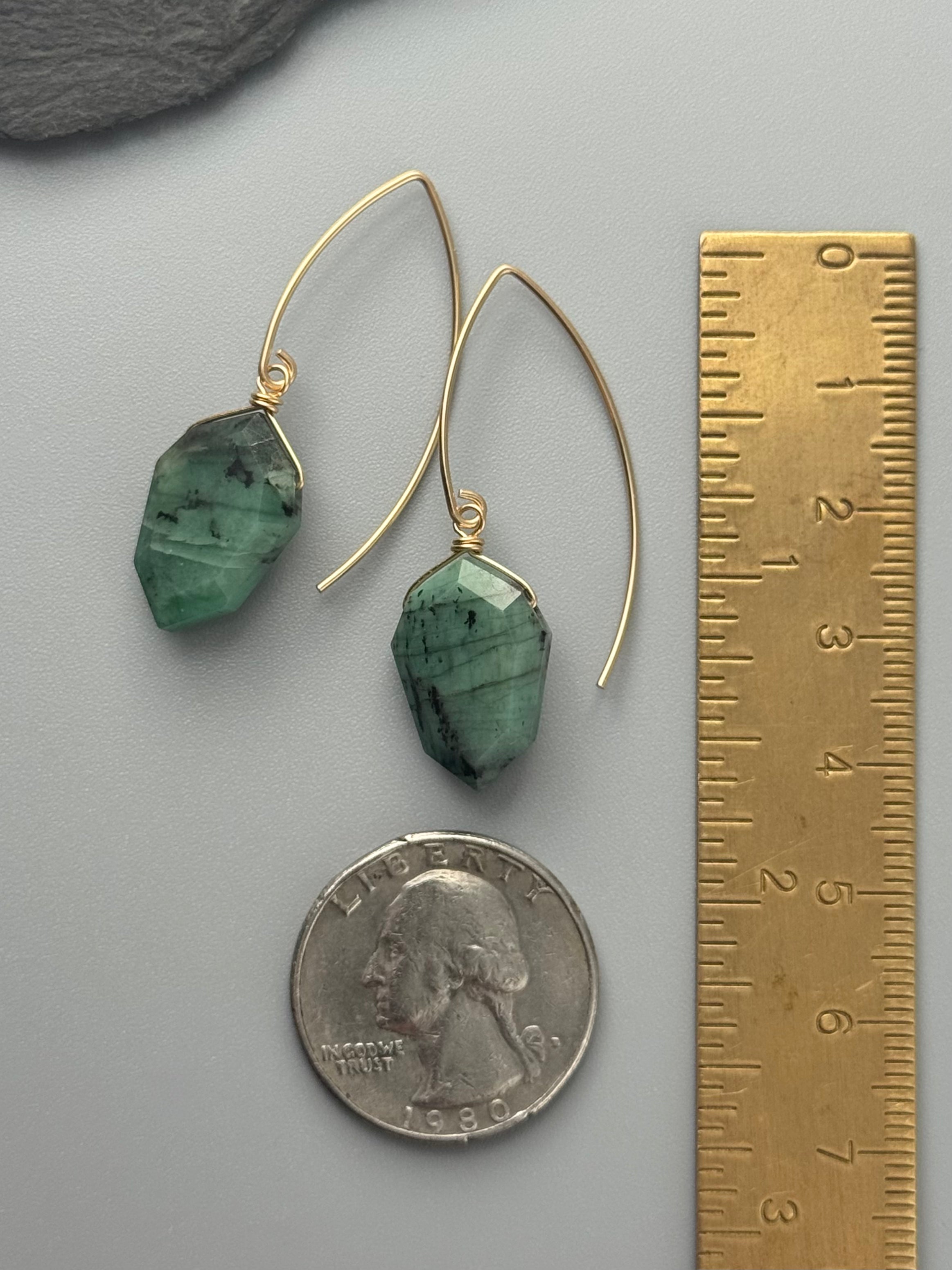 •STRAY• emerald + gold earrings