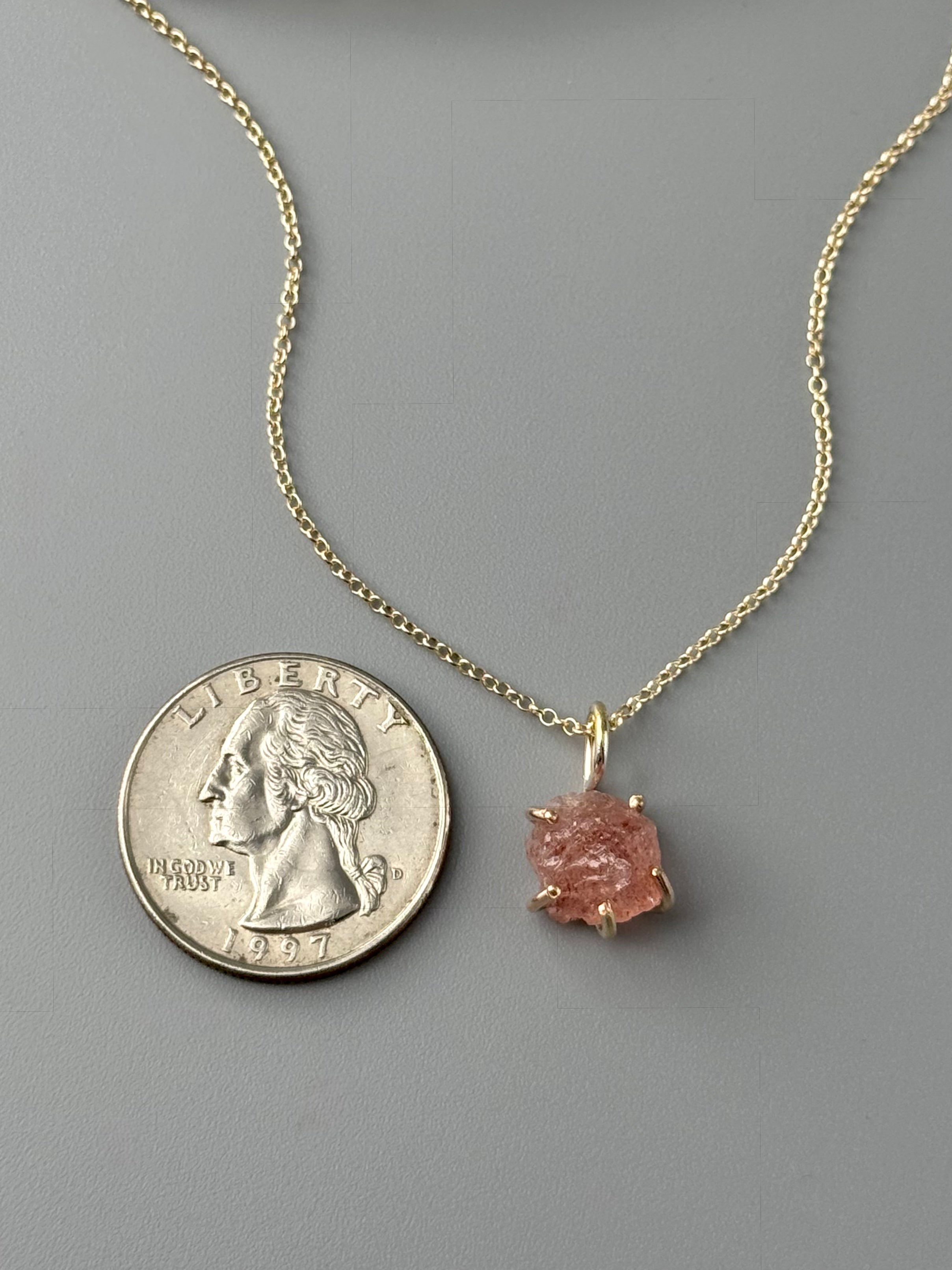 •CRADLE• rose quartz + gold necklace (18" long)