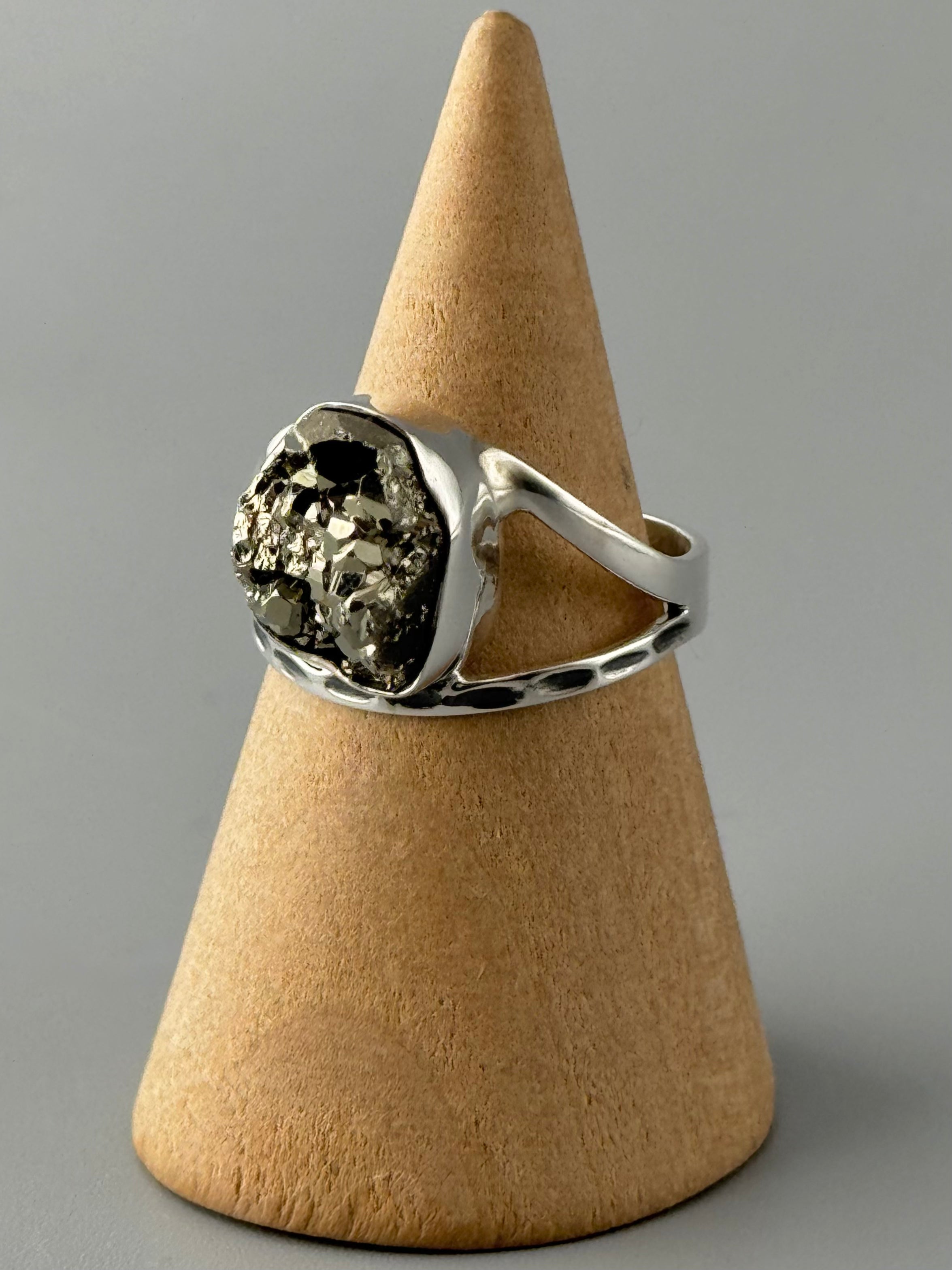 •PYRITE - UNDERSCORE• split band silver ring (various sizes)