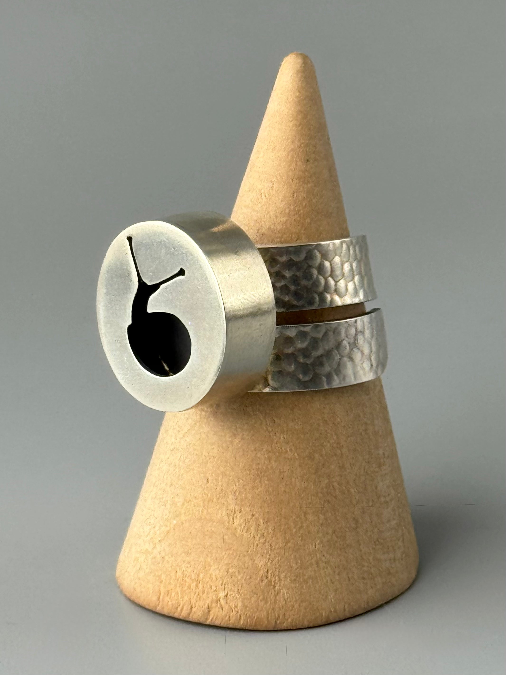 •SNAILED IT• silver snail shadowbox adjustable ring