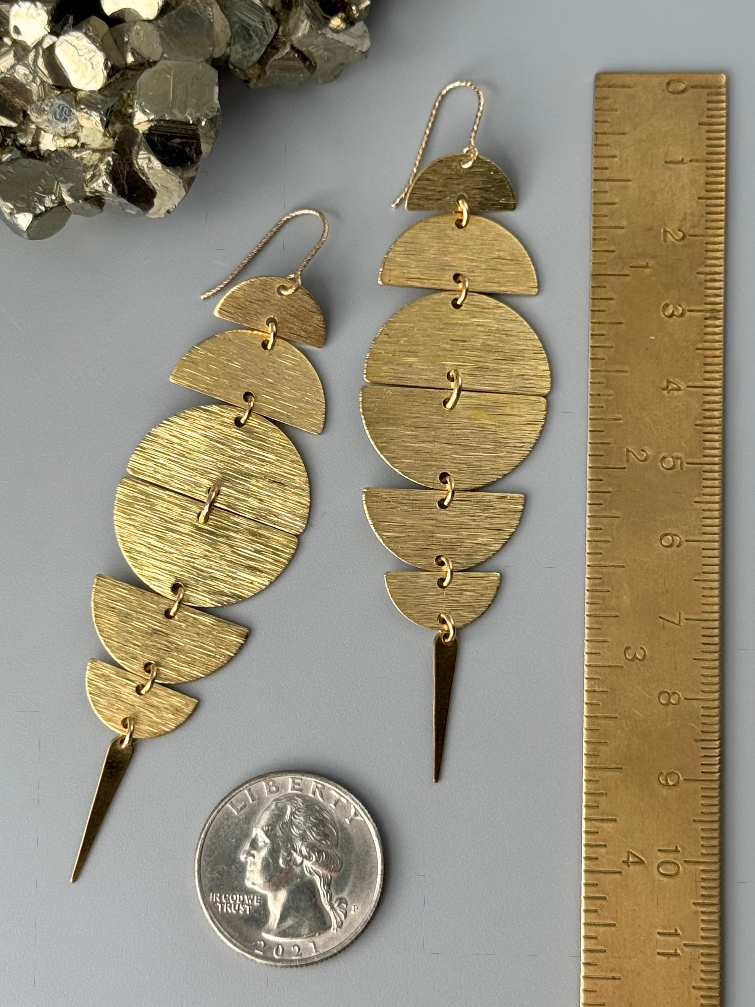 •MOON STACK - LARGE• gold dangle earrings