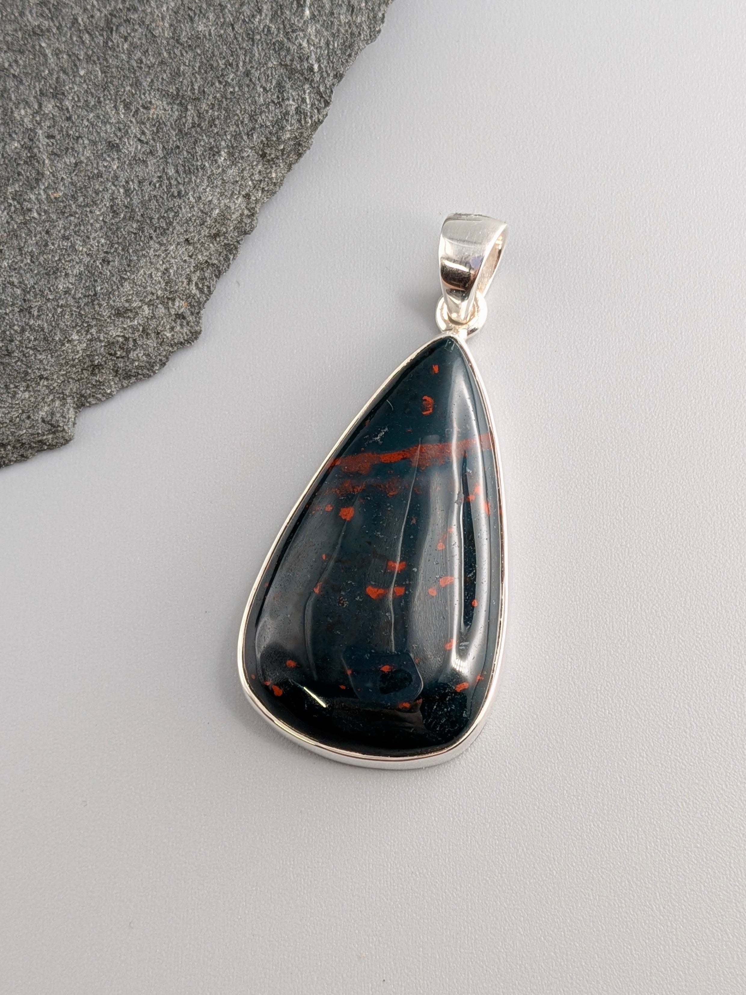•BLOODSTONE TEARDROP - 2• sterling silver pendant